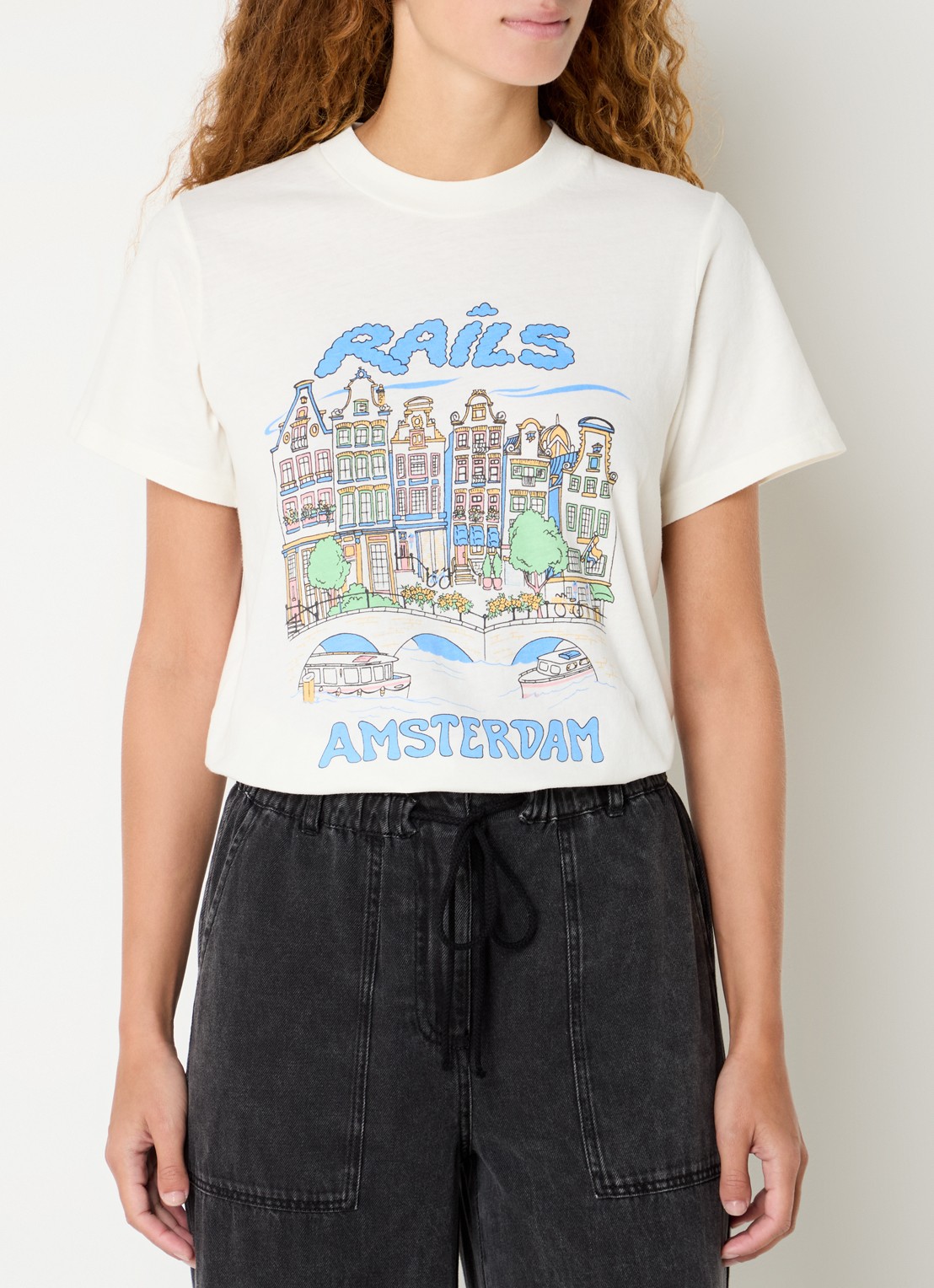 Rails Boyfriend T-shirt met logoprint - detail 4 gebroken wit