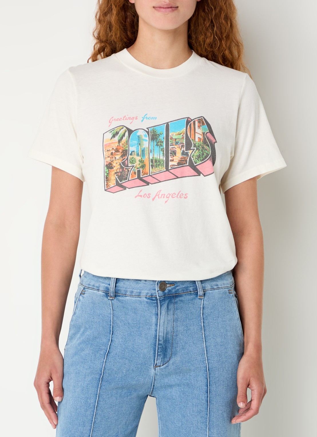 Rails Boyfriend T-shirt met logoprint - detail 2 creme