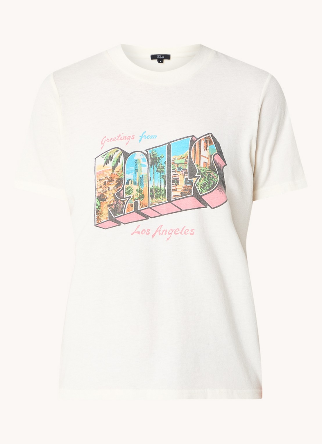 Rails Boyfriend T-shirt met logoprint - voorkant 3 creme