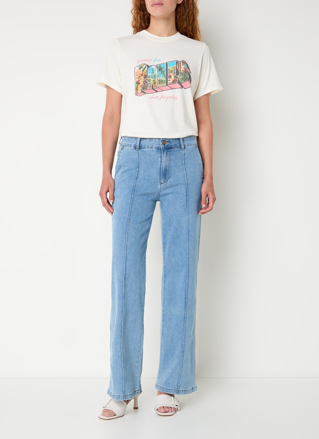 Rails Boyfriend T-shirt met logoprint - voorkant 4 creme