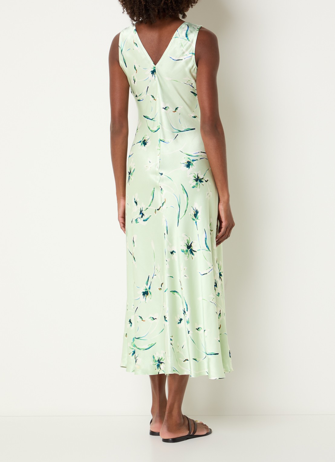 Rails Camellia maxi jurk van satijn met print - achterkant 4 mint