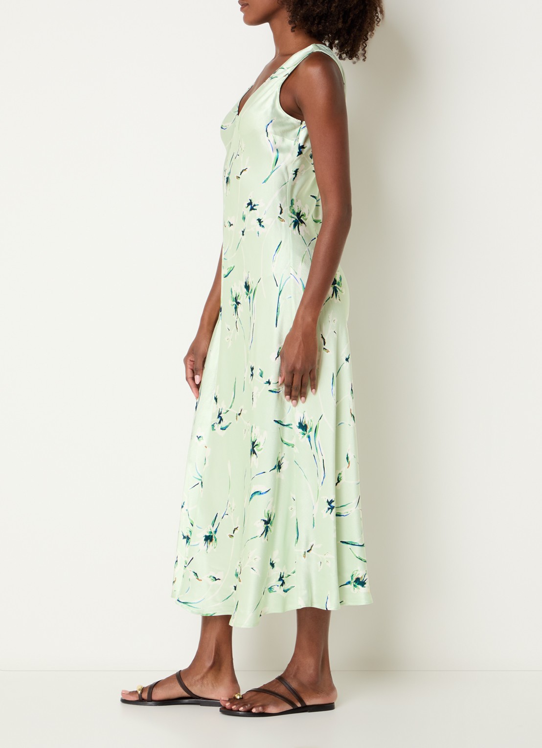 Rails Camellia maxi jurk van satijn met print - voorkant 2 mint