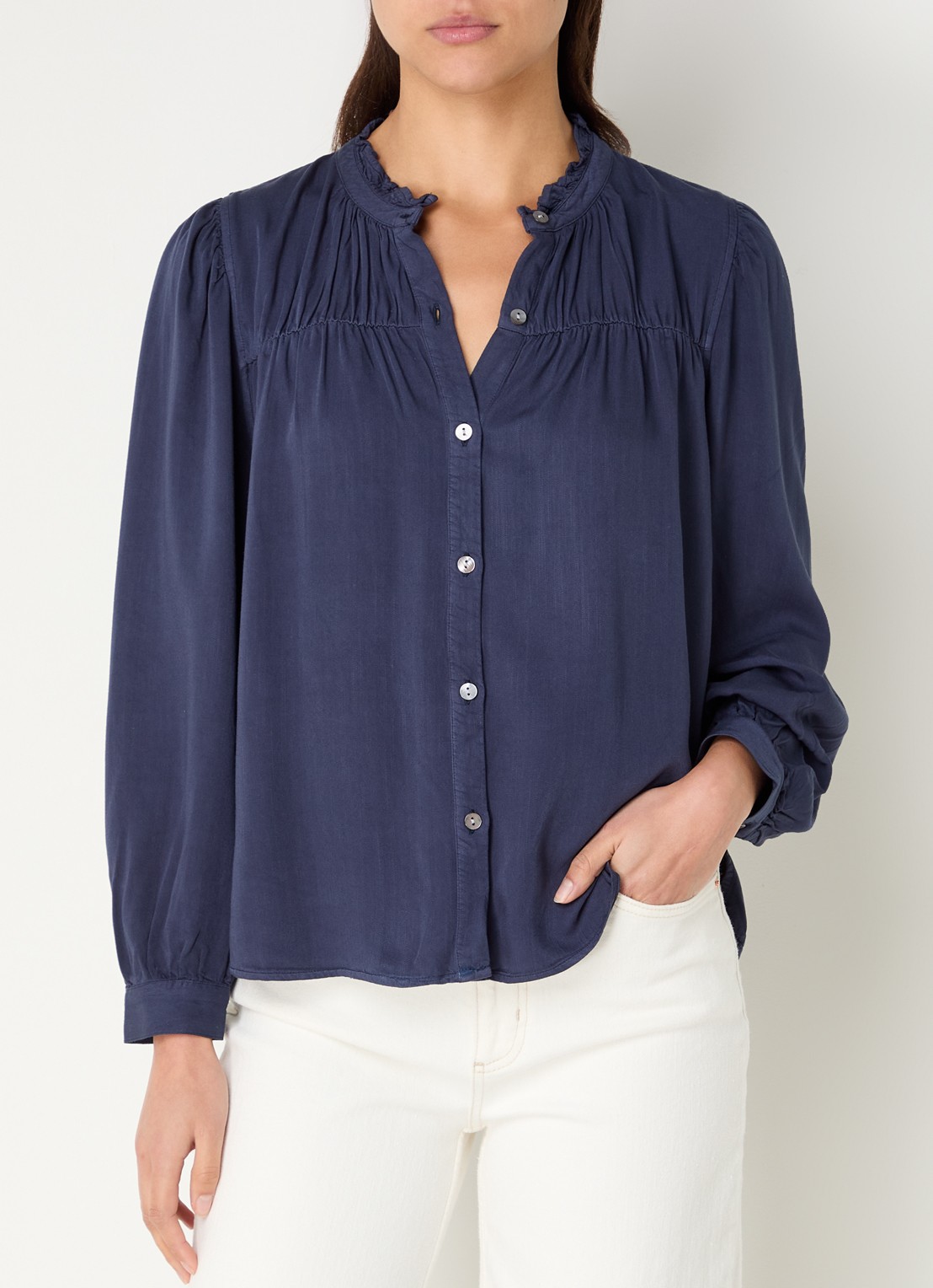 Rails Camille blouse met opstaande kraag - detail 4 donkerblauw