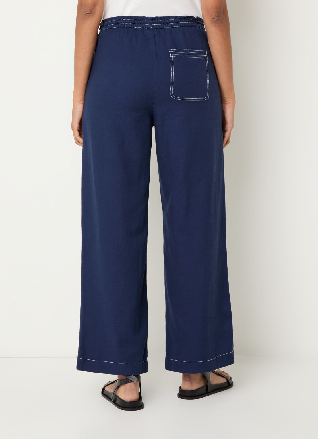 Rails Campo mid waist wide fit pantalon met steekzakken - achterkant donkerblauw
