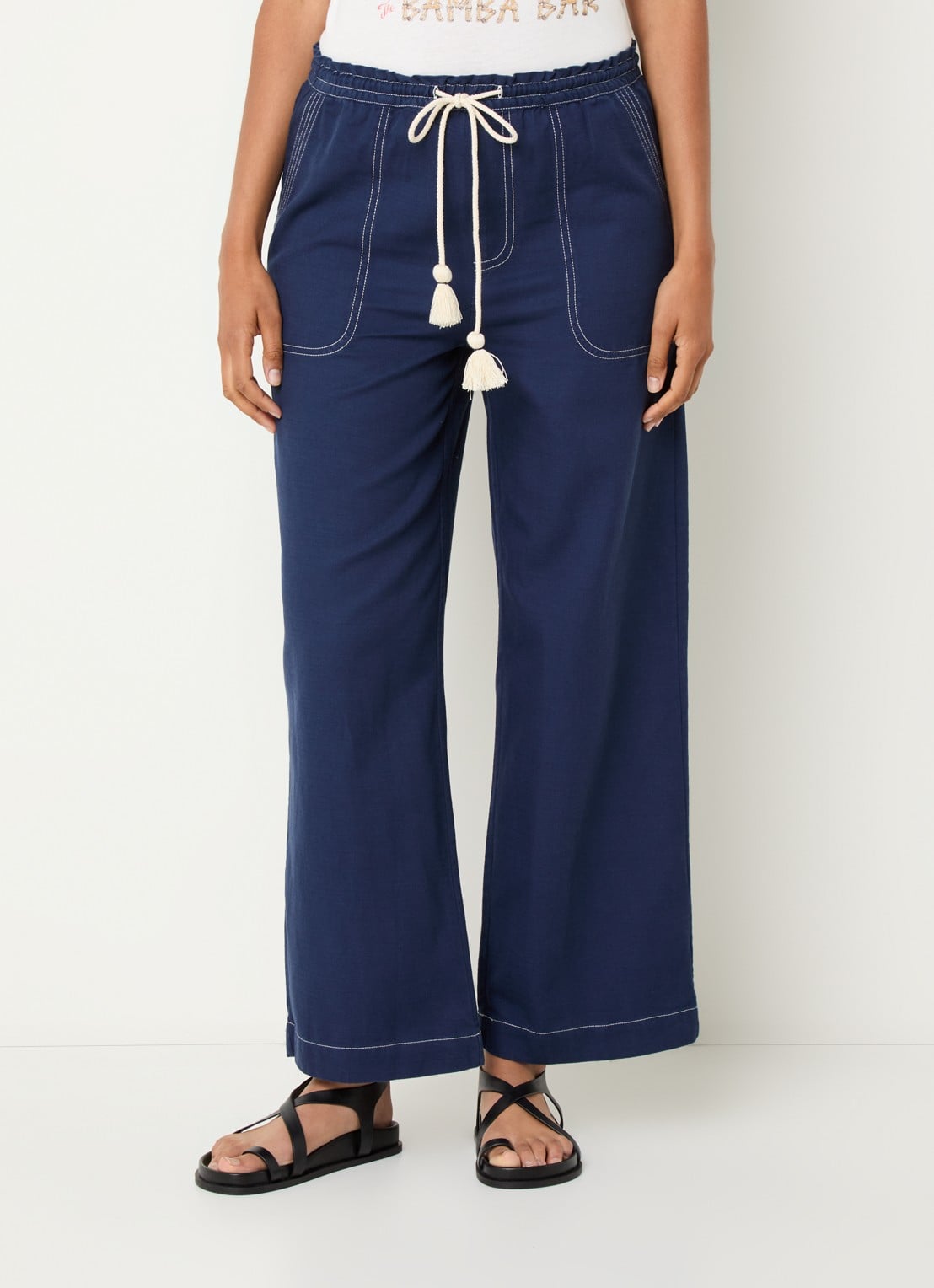 Rails Campo mid waist wide fit pantalon met steekzakken - detail 4 donkerblauw