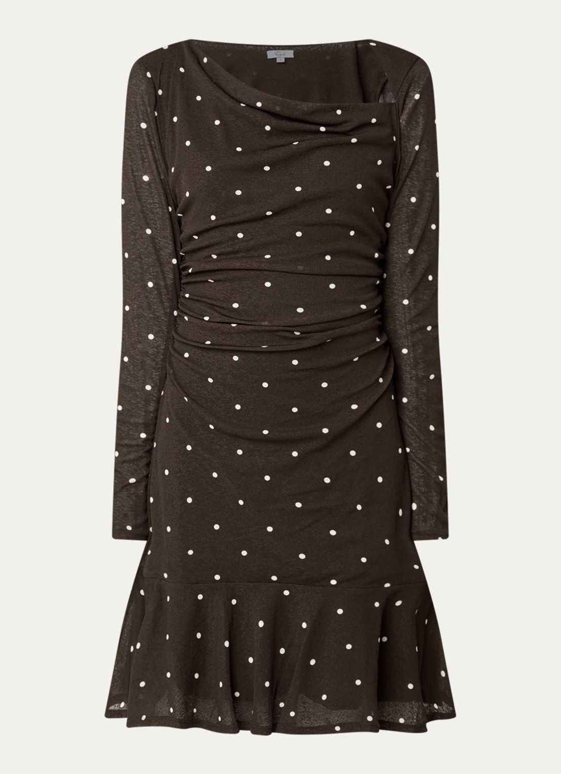 Rails Celano mini juk met stippenprint en ruches - voorkant 3 donkerbruin