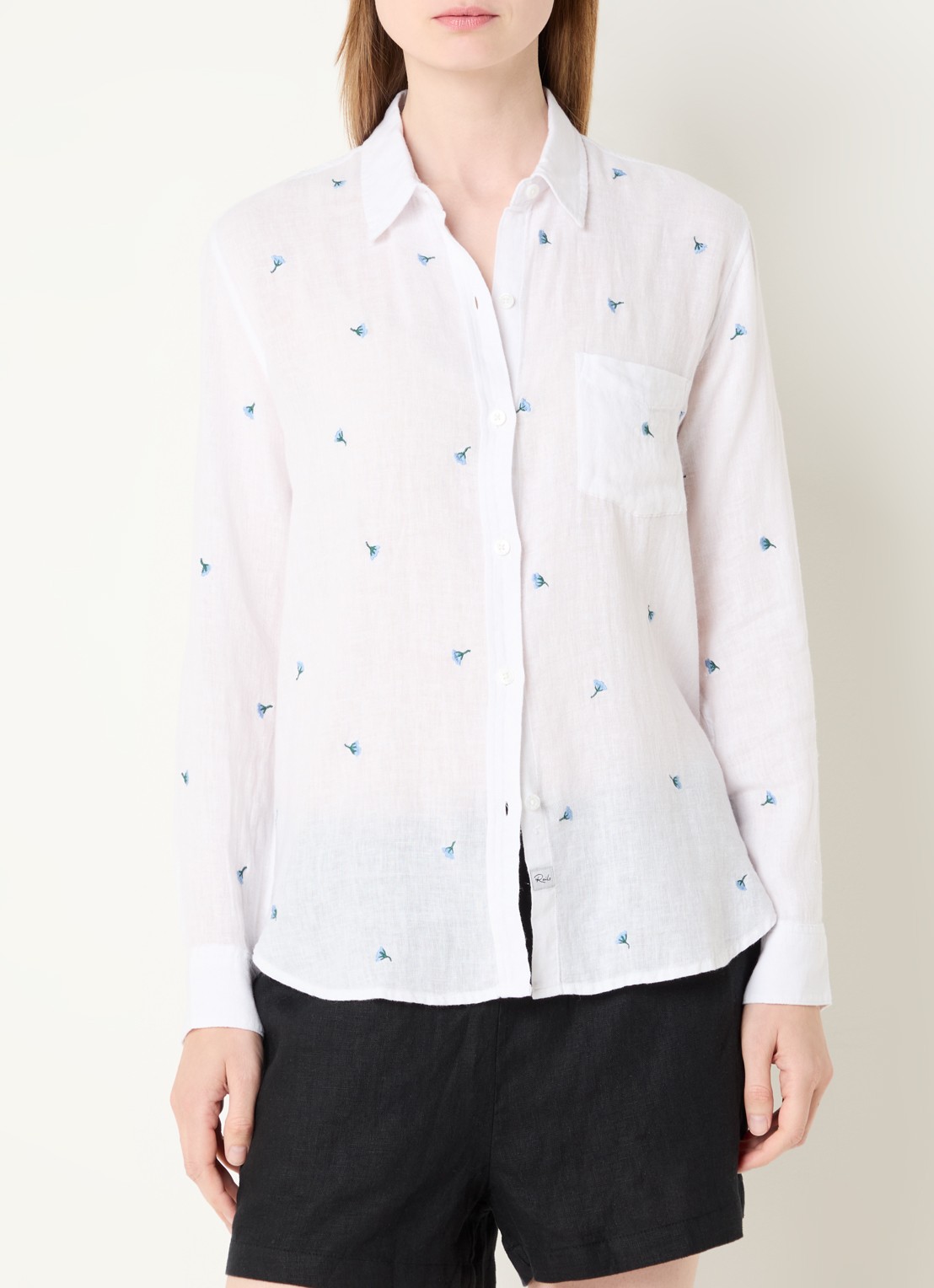 Rails Charli blouse in linnenblend met print - detail 3 wit