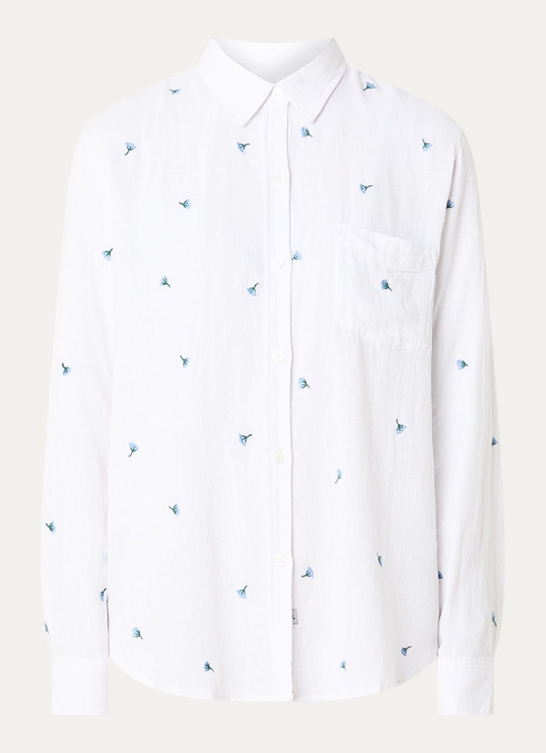 Rails Charli blouse in linnenblend met print - voorkant wit