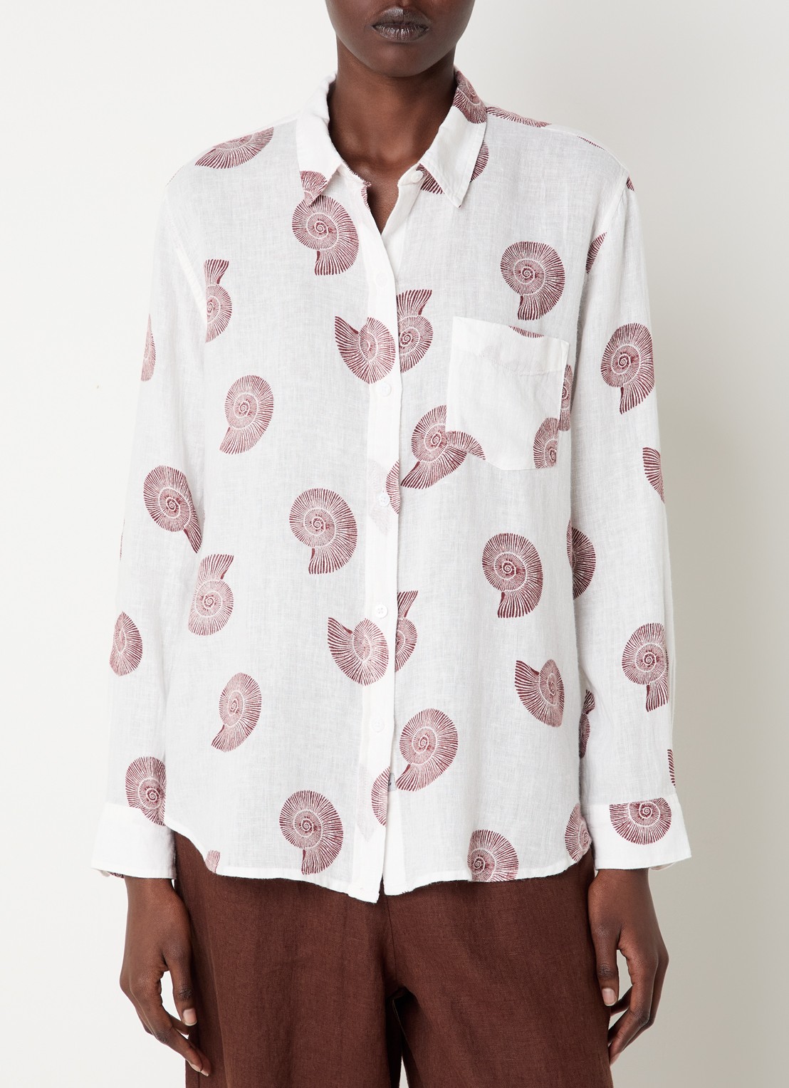 Rails Charli blouse van linnen met print - detail 3 gebroken wit