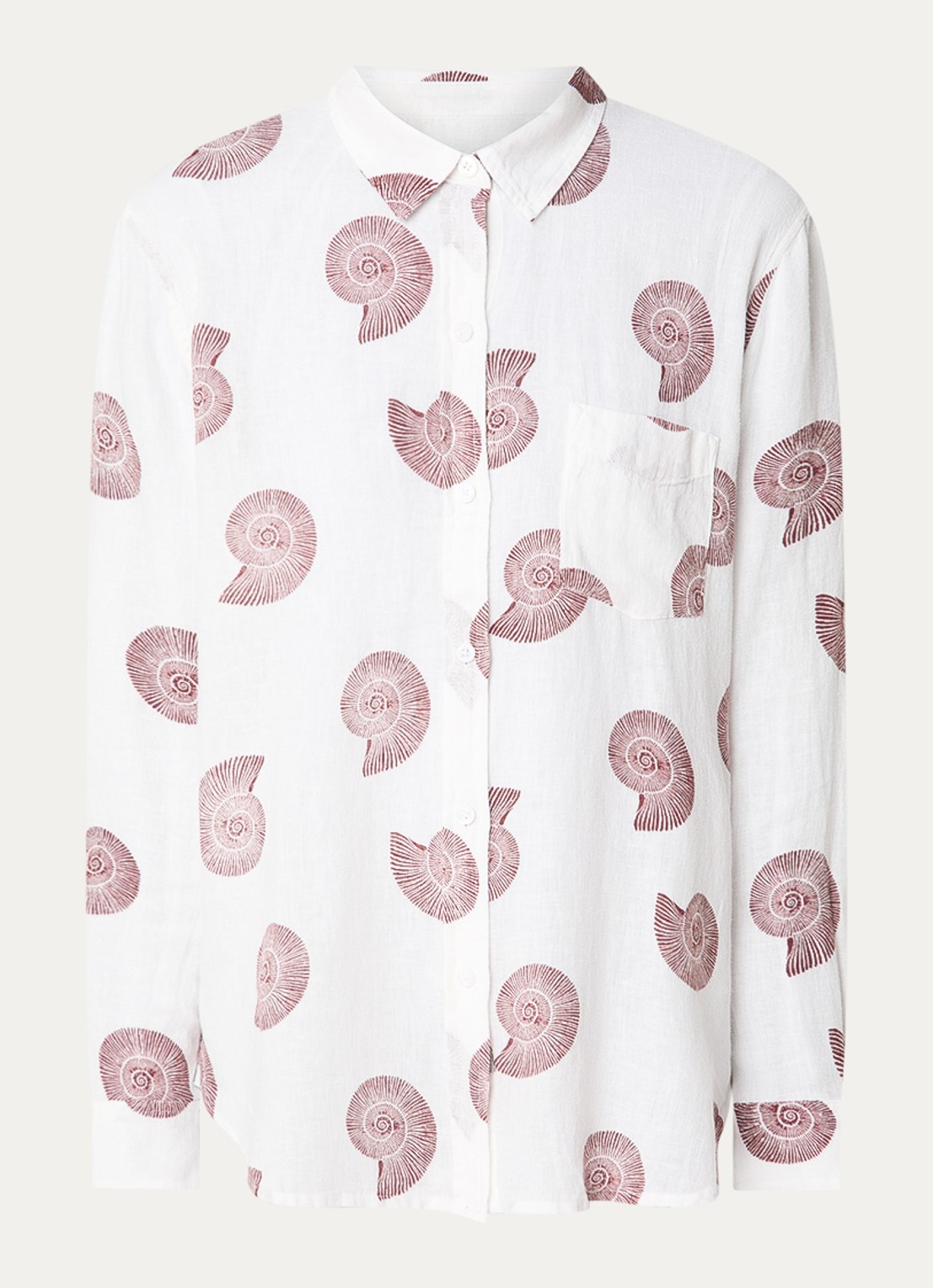 Rails Charli blouse van linnen met print - voorkant gebroken wit