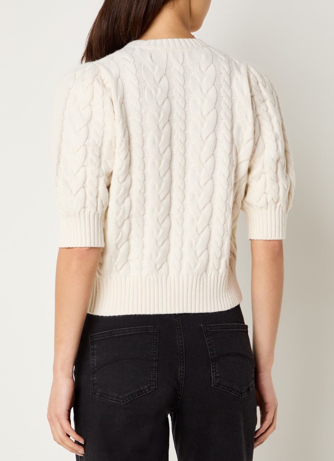 Rails Clarissa kabelgebreid vest met strikdetail - achterkant 4 gebroken wit