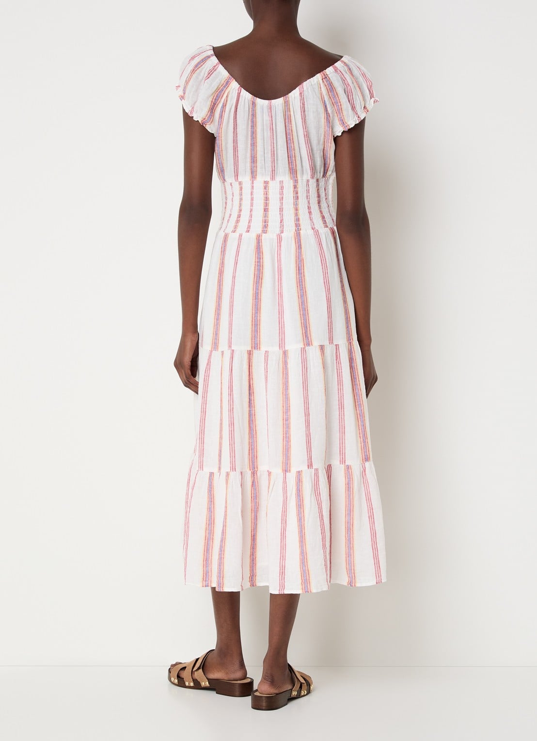 Rails Daria midi jurk met streeprint - achterkant 4 creme
