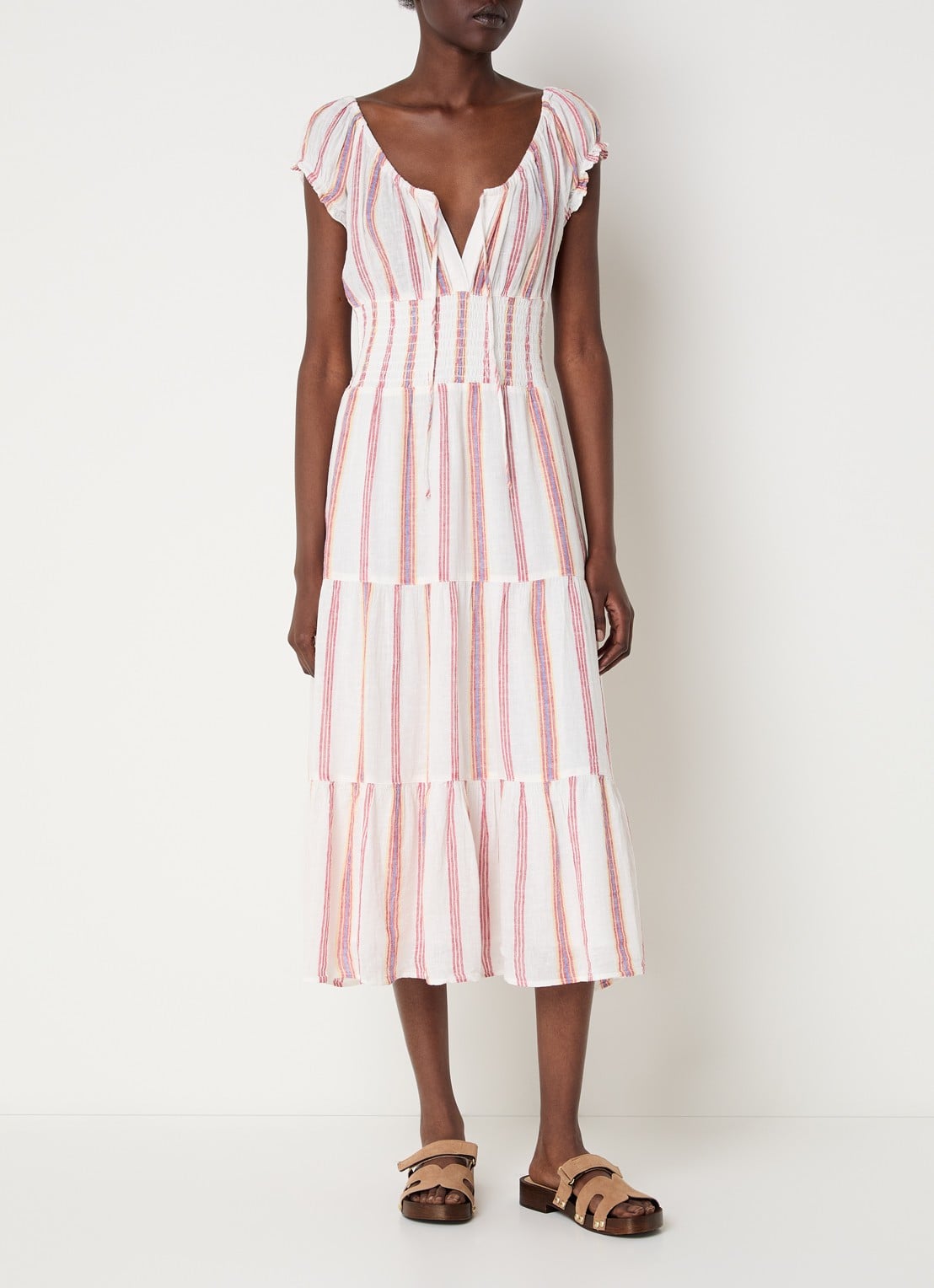 Rails Daria midi jurk met streeprint - detail 3 creme