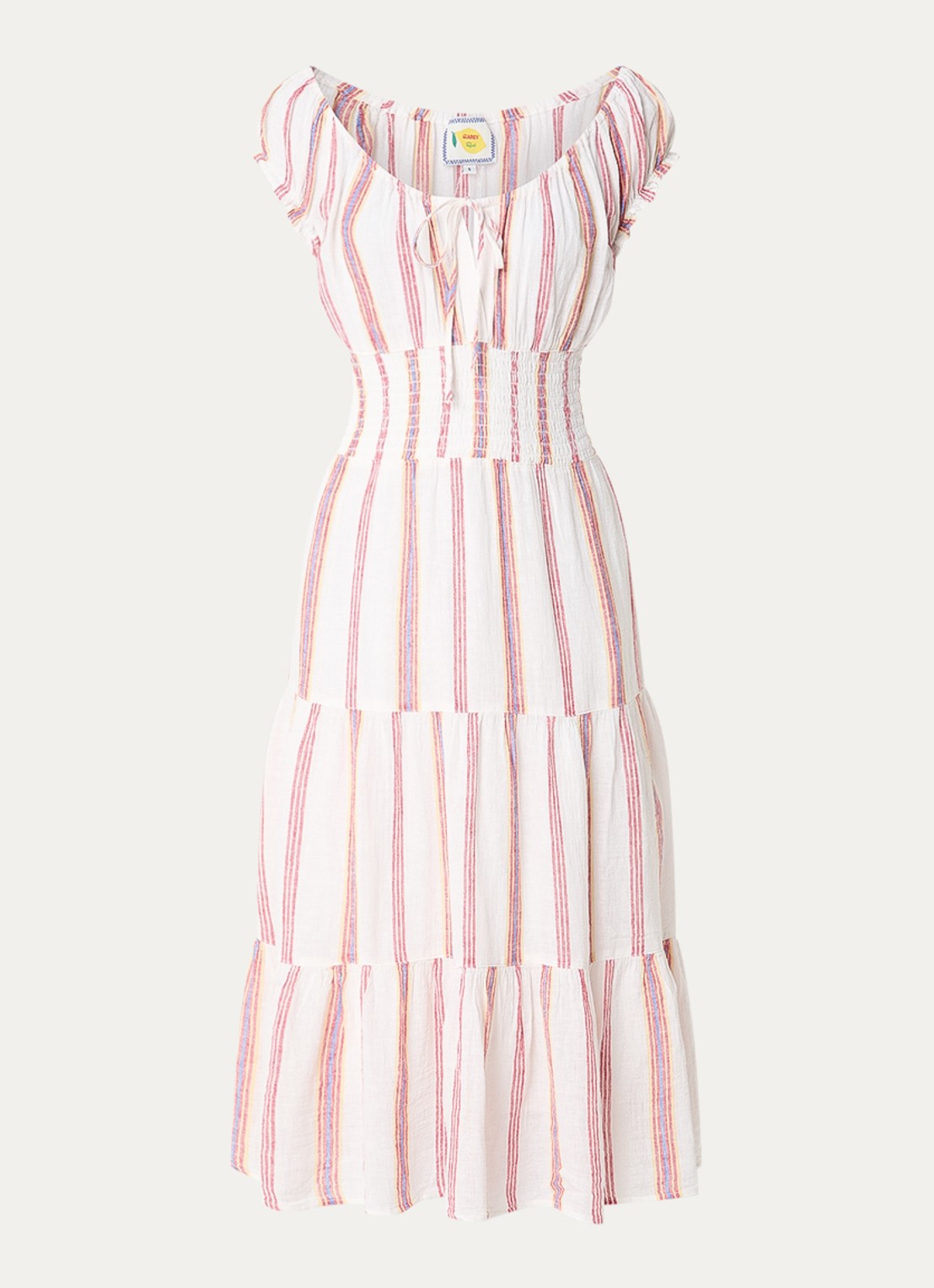 Rails Daria midi jurk met streeprint - voorkant creme