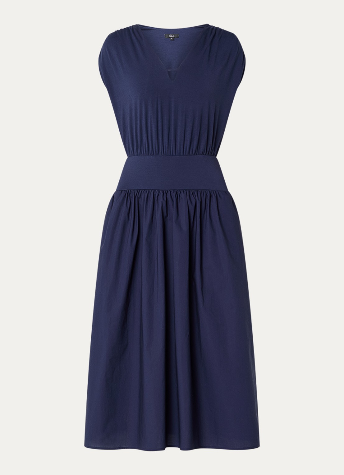 Rails Darla midi jurk met ruches en V-hals - voorkant 2 donkerblauw