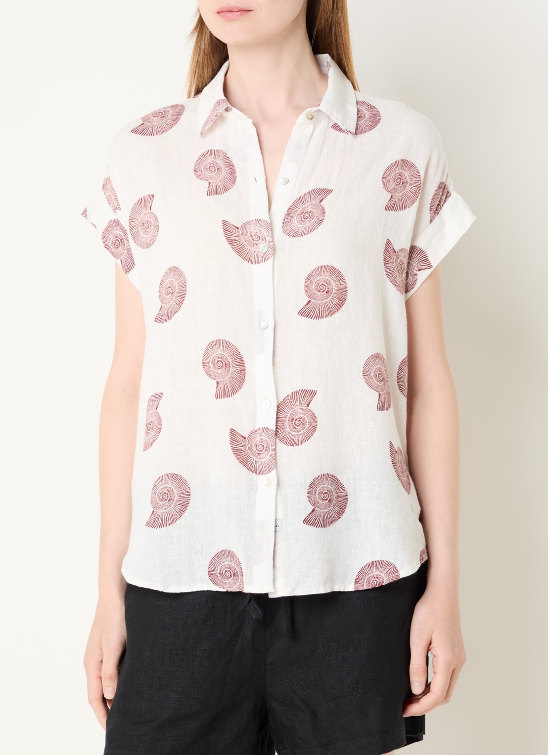Rails Farrah blouse in linnenblend met print - detail 3 gebroken wit