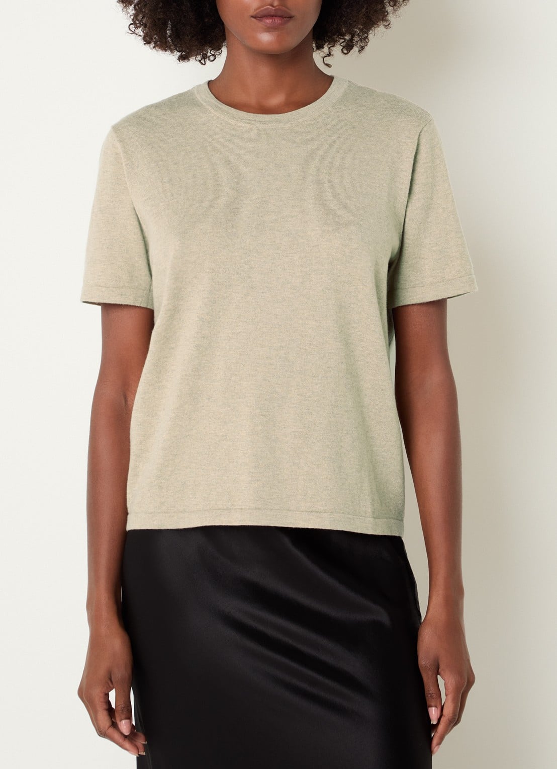 Rails Fijngebreid T-shirt met ronde hals - detail beige