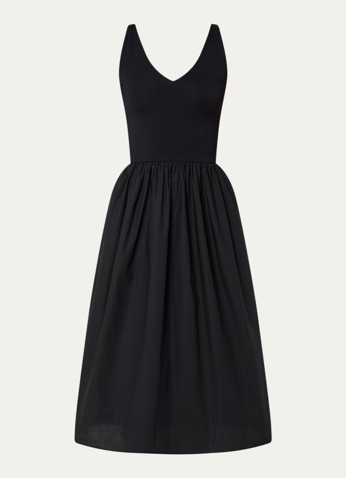 Rails Franca midi jurk met plooidetail - voorkant zwart