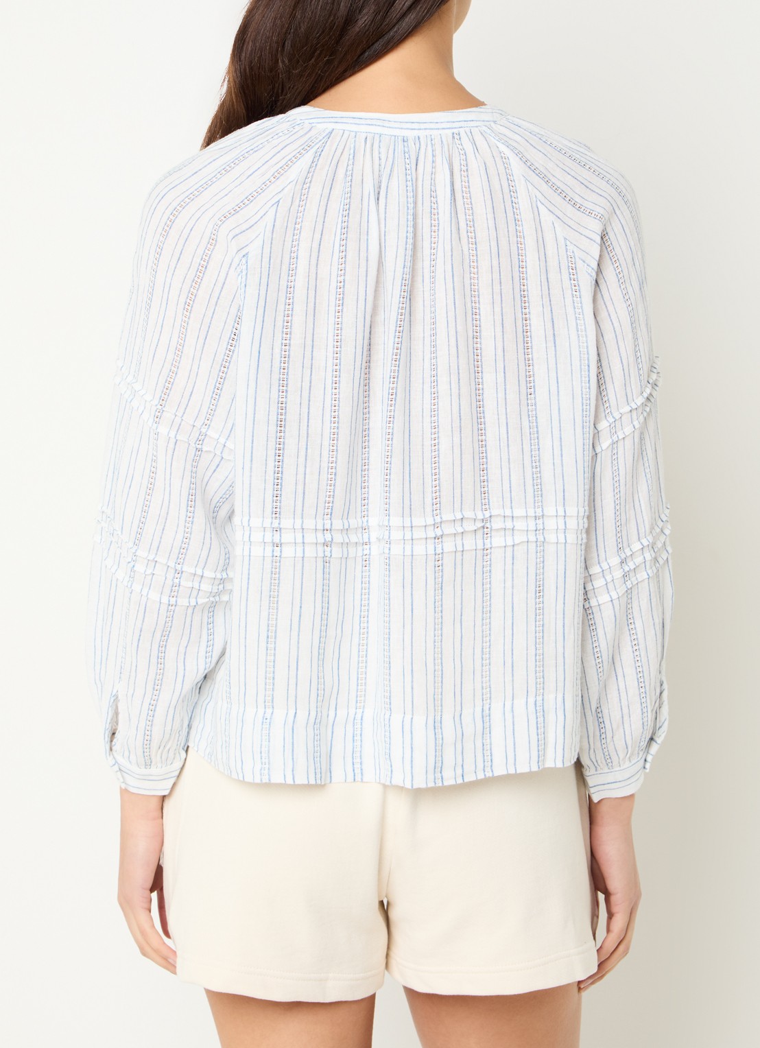 Rails Frances blouse in linnenblend met streepprint - achterkant gebroken wit