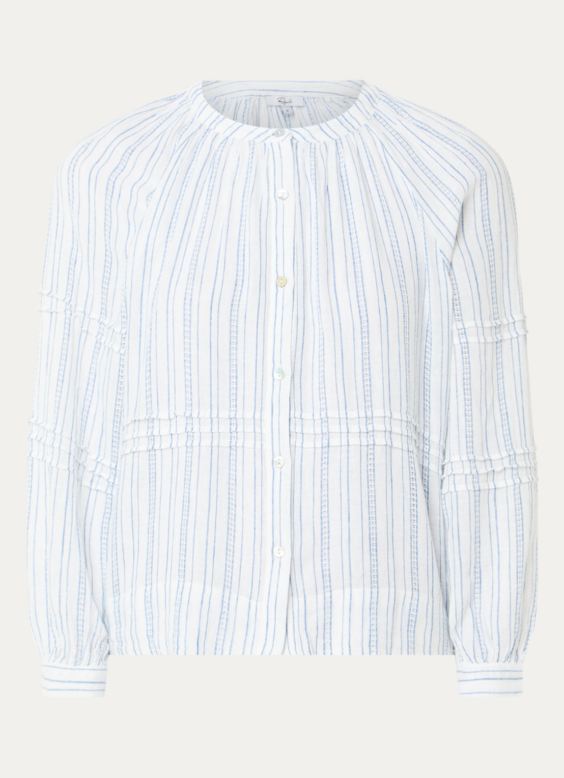 Rails Frances blouse in linnenblend met streepprint - voorkant 2 gebroken wit