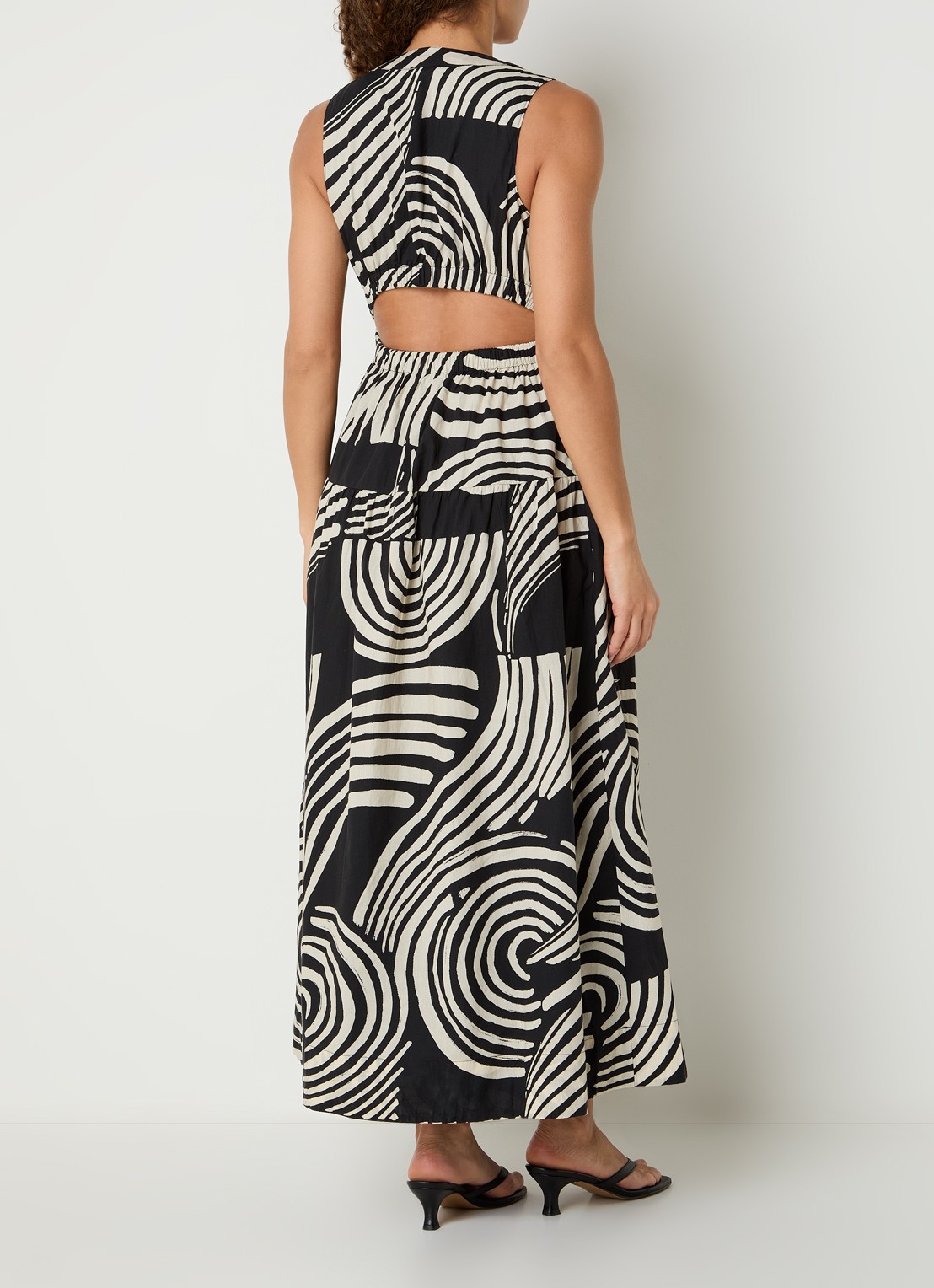 Rails Genevieve maxi jurk met print en steekzakken  - achterkant 4 beige