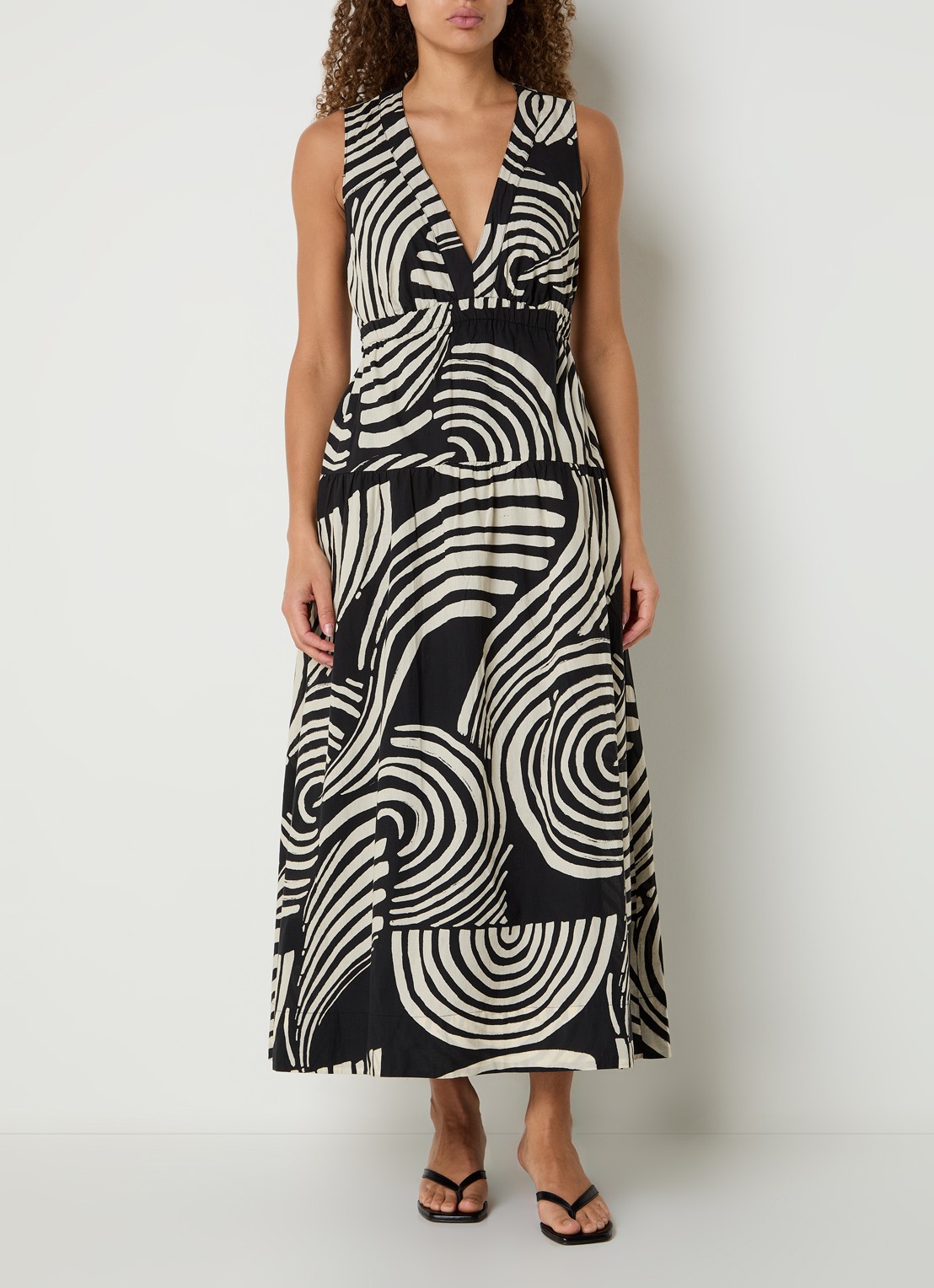 Rails Genevieve maxi jurk met print en steekzakken  - detail 3 beige