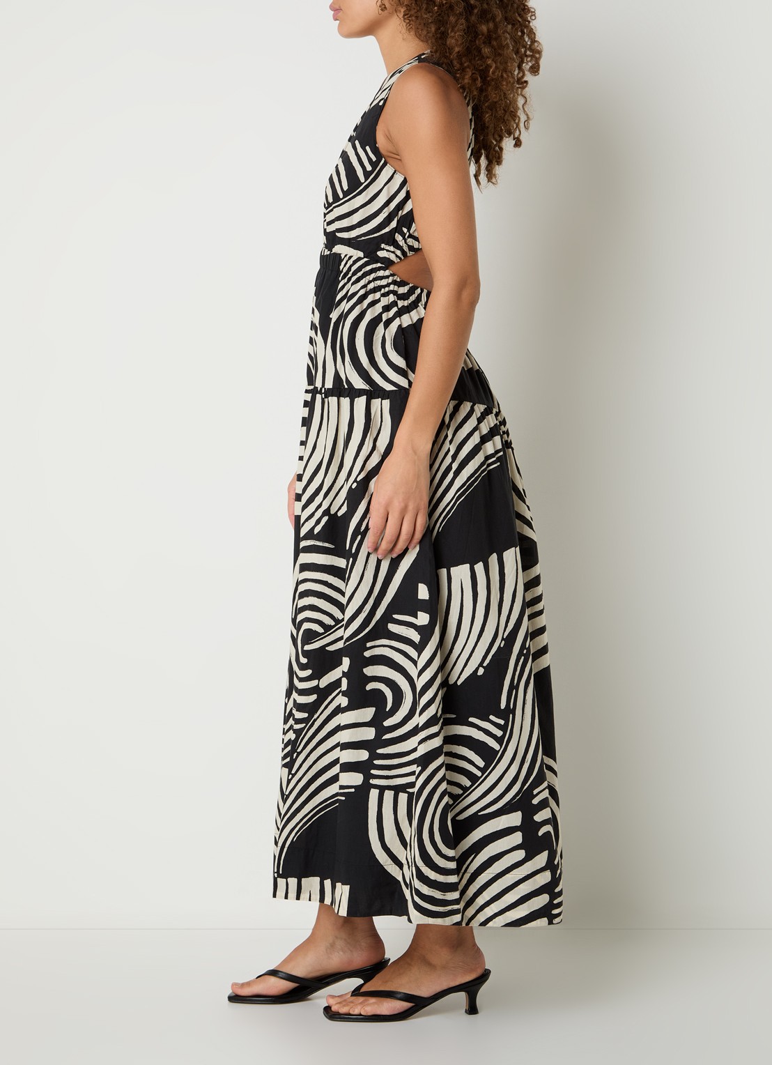 Rails Genevieve maxi jurk met print en steekzakken  - voorkant 2 beige