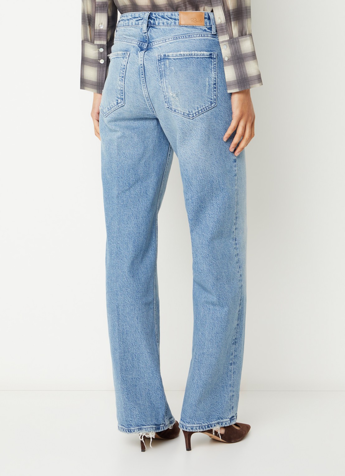 Rails Getty high waist straight leg jeans met lichte wassing - achterkant 5 indigo