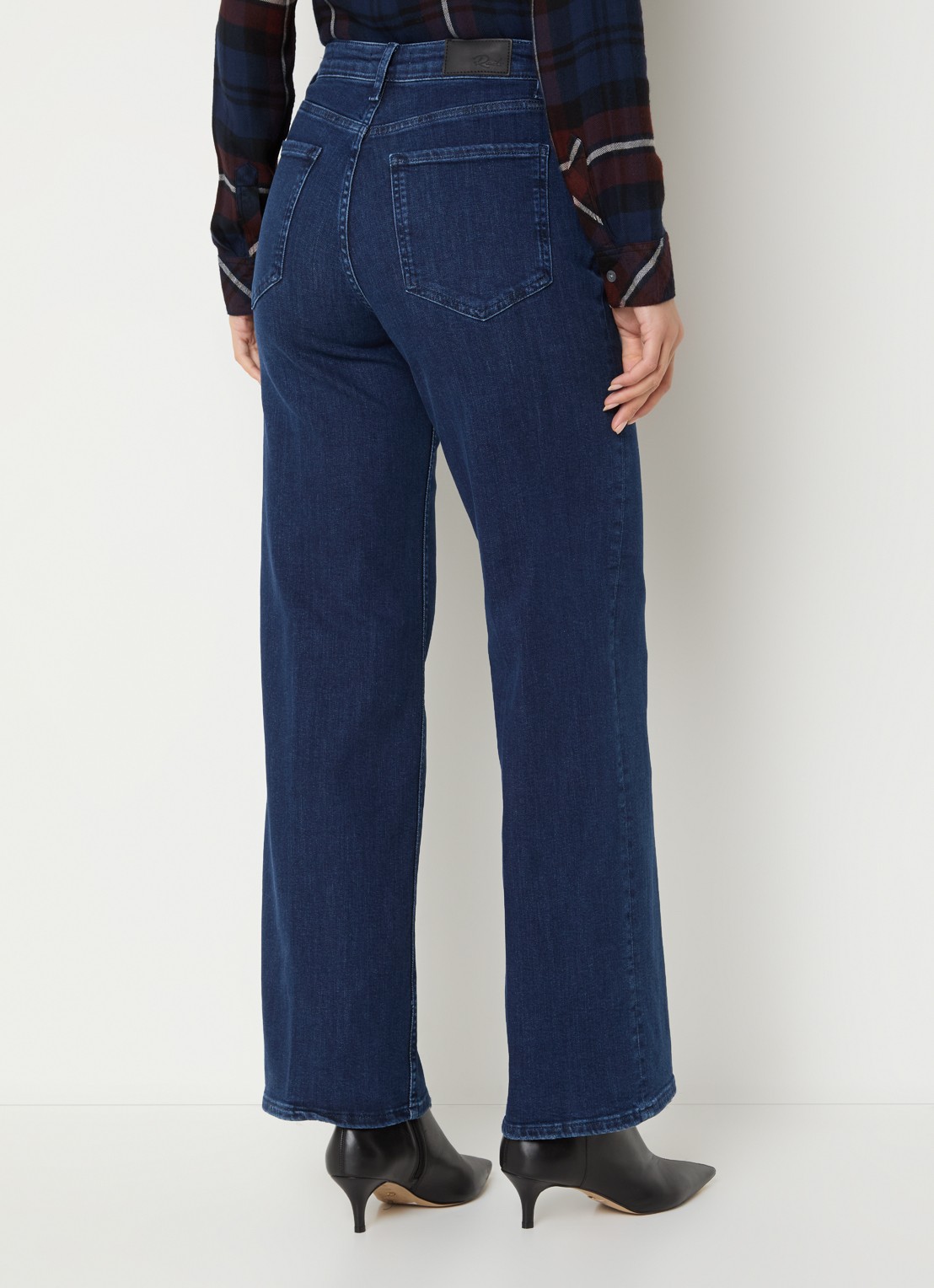 Rails Getty high waist wide leg jeans met donkere wassing - achterkant indigo