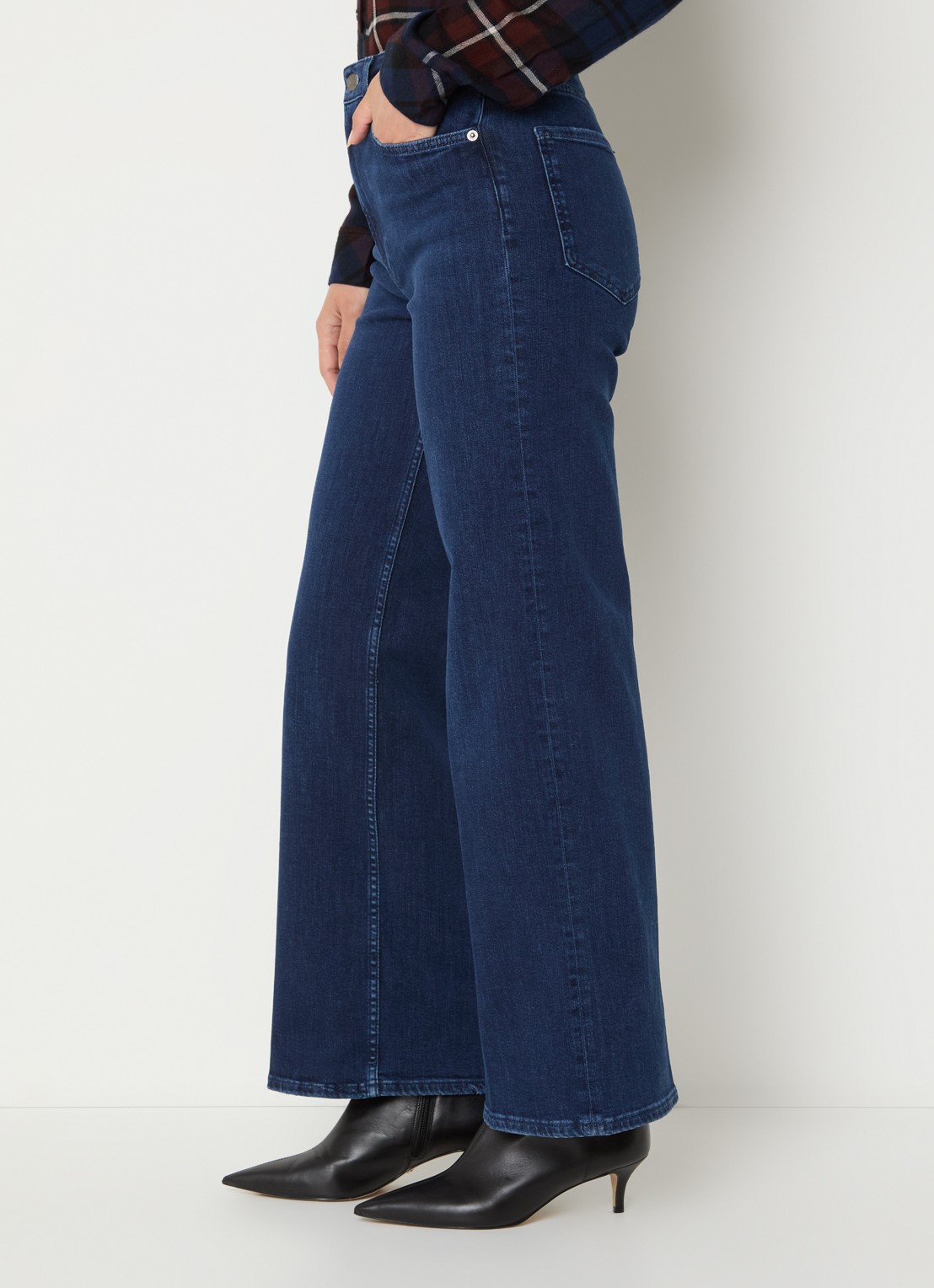 Rails Getty high waist wide leg jeans met donkere wassing - detail 3 indigo