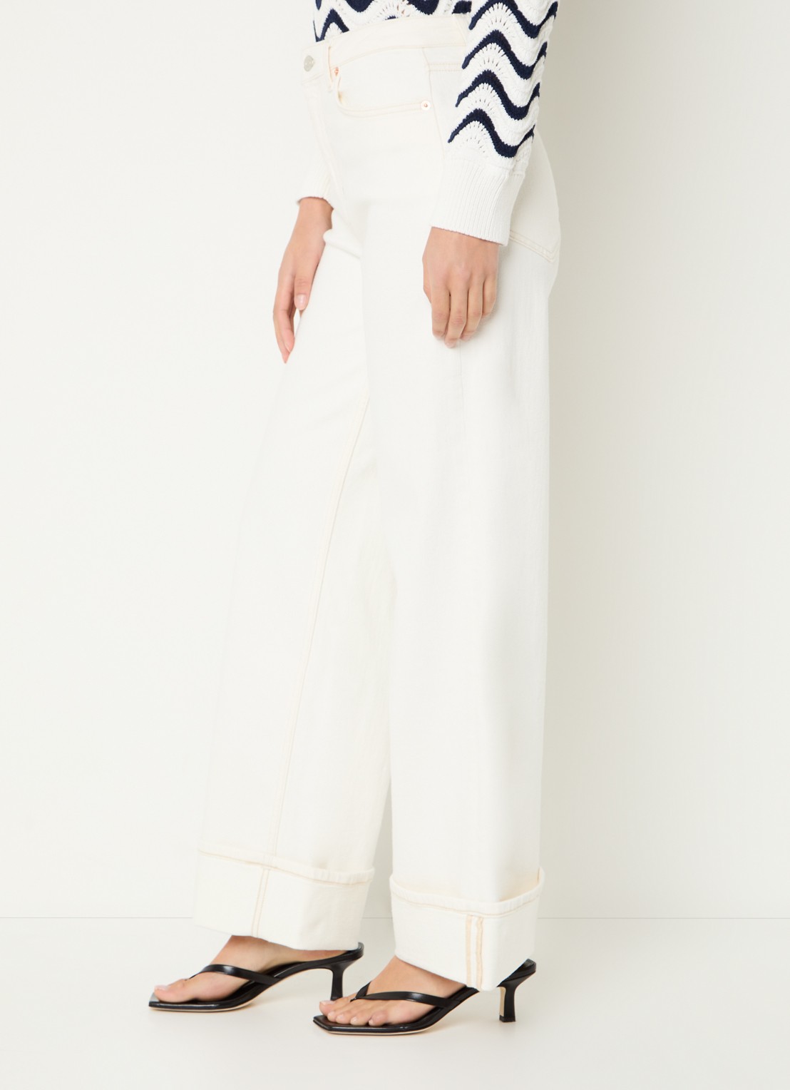 Rails Getty high waist wide leg jeans met gekleurde wassing - detail 5 gebroken wit