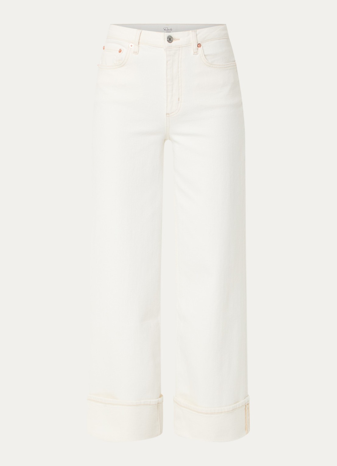 Rails Getty high waist wide leg jeans met gekleurde wassing - voorkant gebroken wit