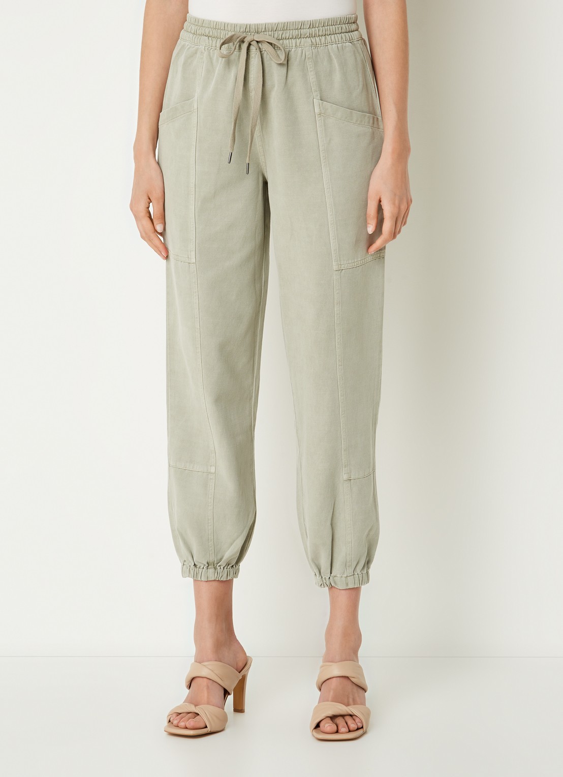 Rails Haven high waist cropped tapered fit cargobroek  - detail 4 khaki