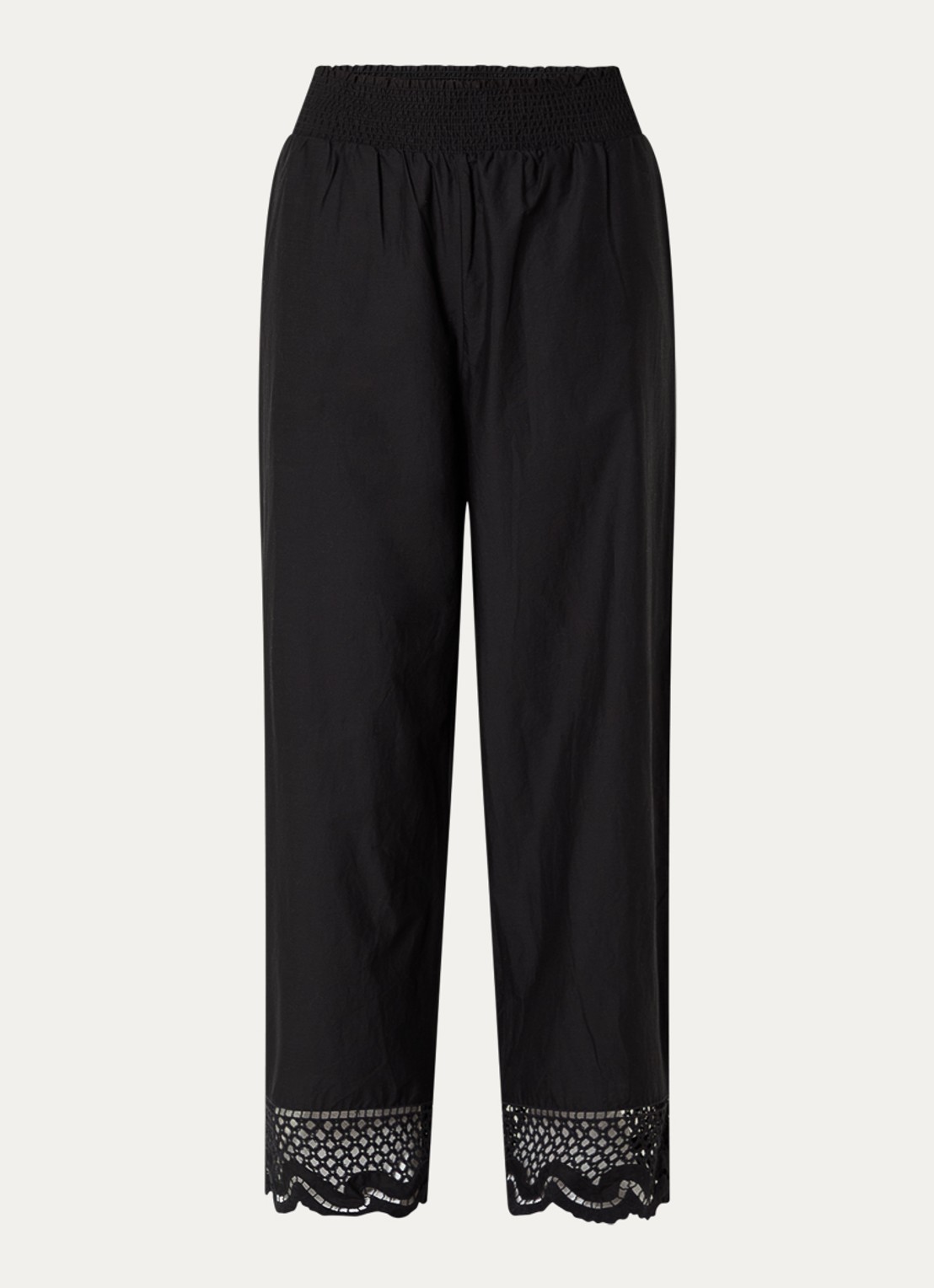 Rails Henrik high waist loose fit broek met broderie - voorkant 2 zwart