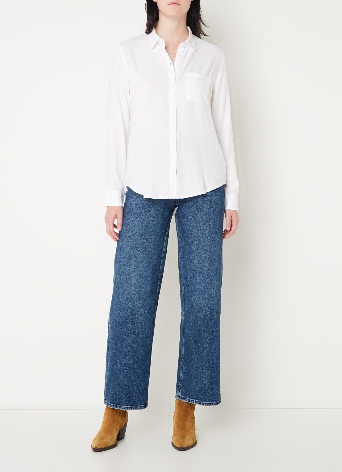 Rails Hunter blouse met borstzak - voorkant 2 gebroken wit