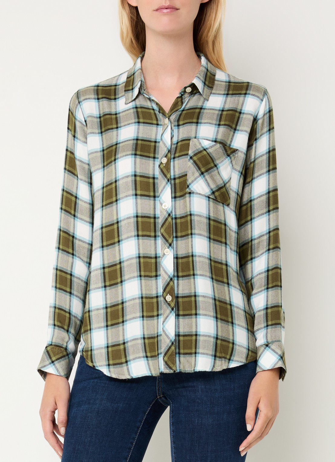 Rails Hunter blouse met ruitdessin - detail 3 olijfgroen