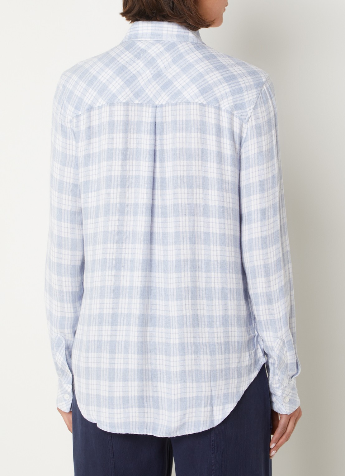 Rails Hunter blouse van flanel met ruitdessin - achterkant 4 blauwgrijs