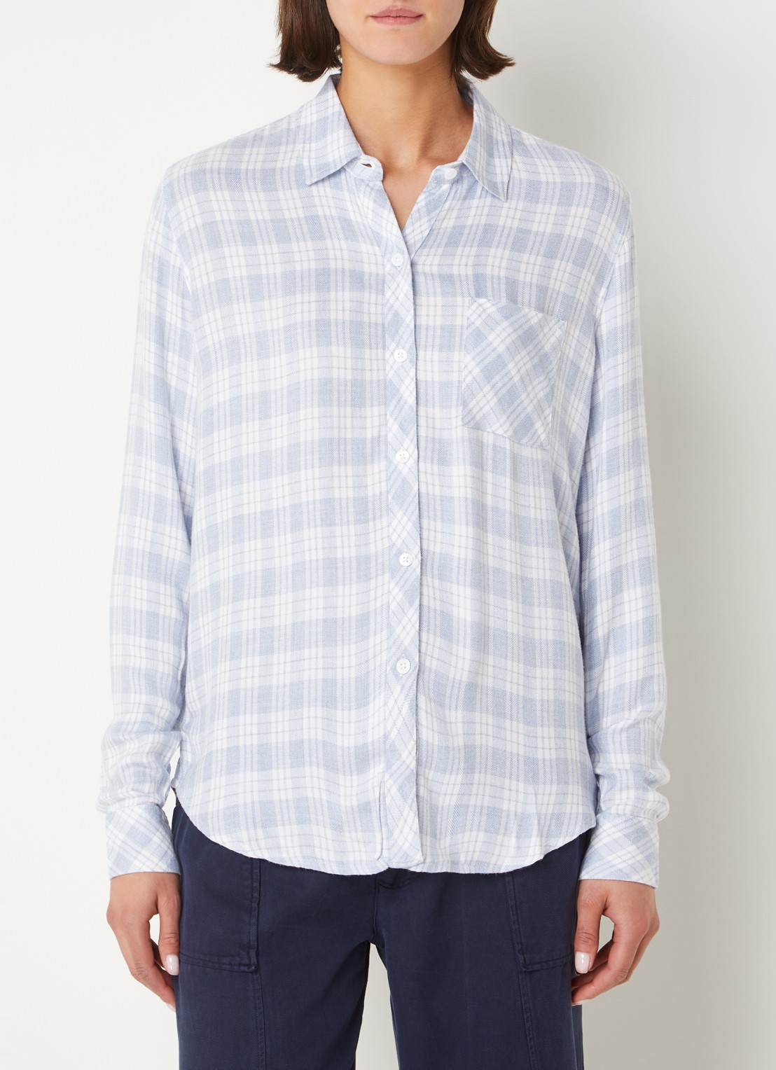 Rails Hunter blouse van flanel met ruitdessin - detail blauwgrijs