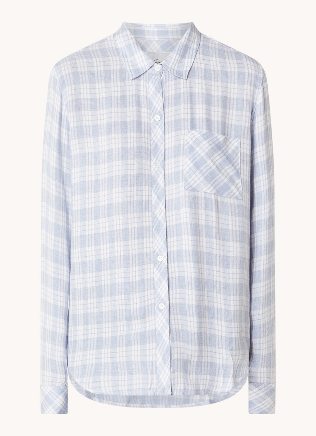 Rails Hunter blouse van flanel met ruitdessin - voorkant 2 blauwgrijs
