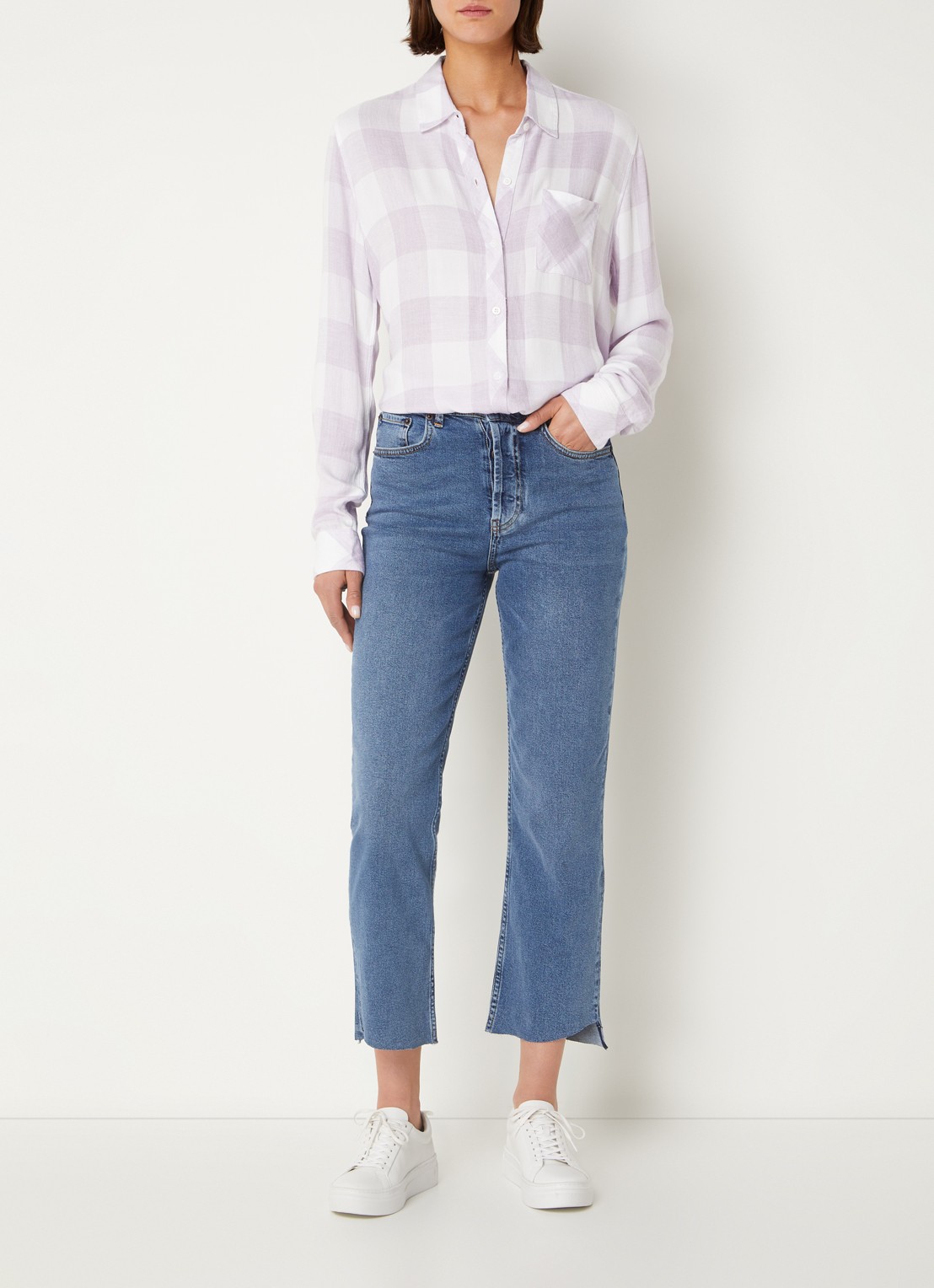 Rails Hunter blouse van flanel met ruitdessin - voorkant 5 lila