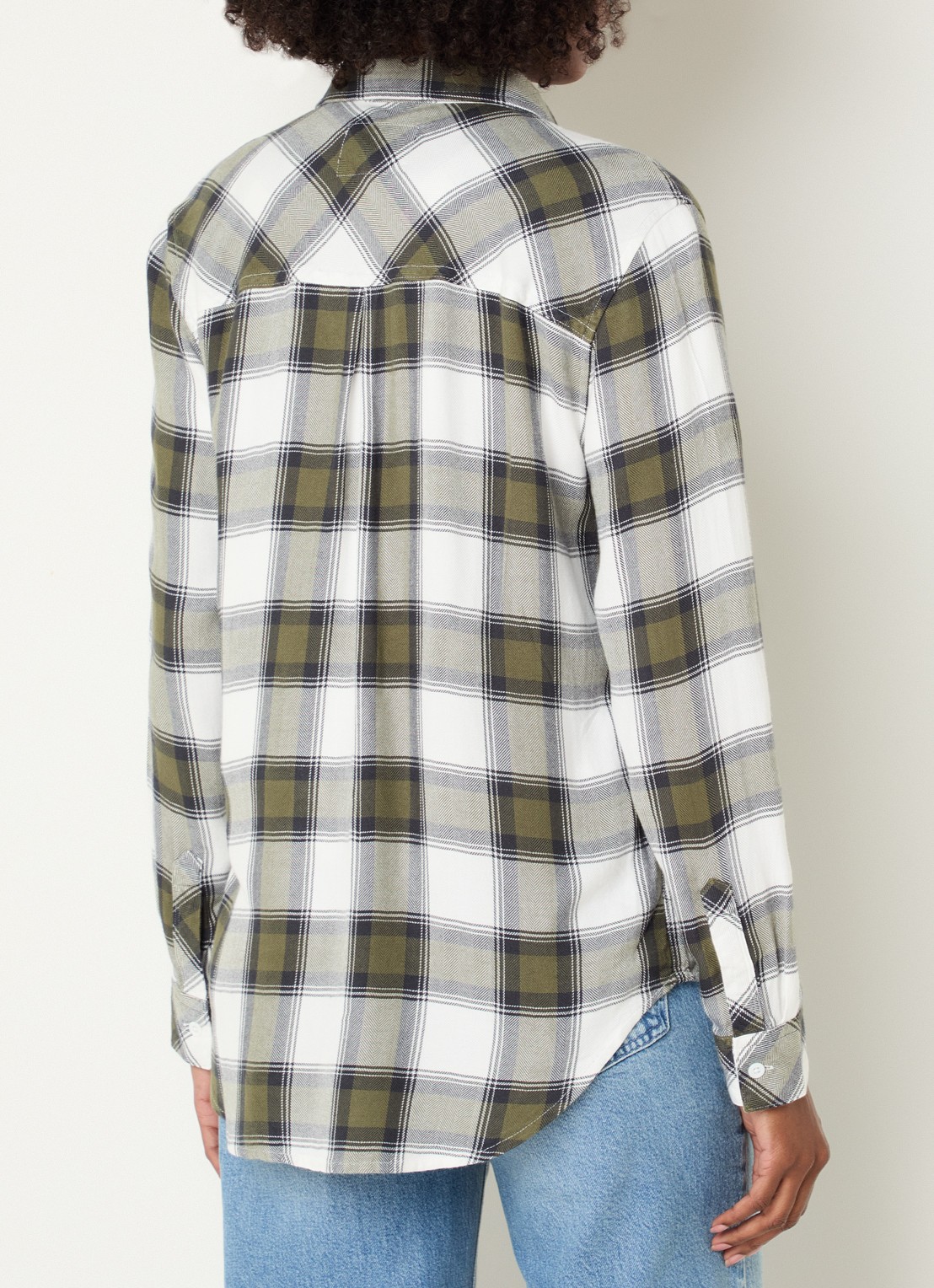 Rails Hunter overshirt met ruitdessin - achterkant 2 olijfgroen