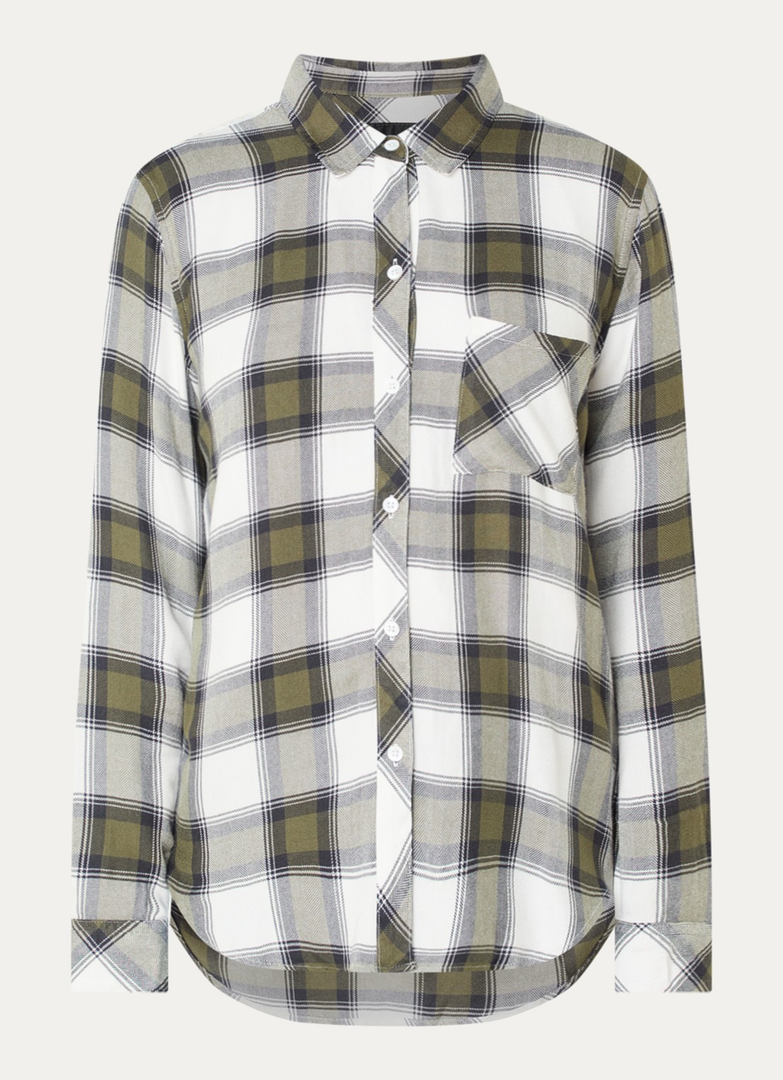Rails Hunter overshirt met ruitdessin - voorkant 3 olijfgroen