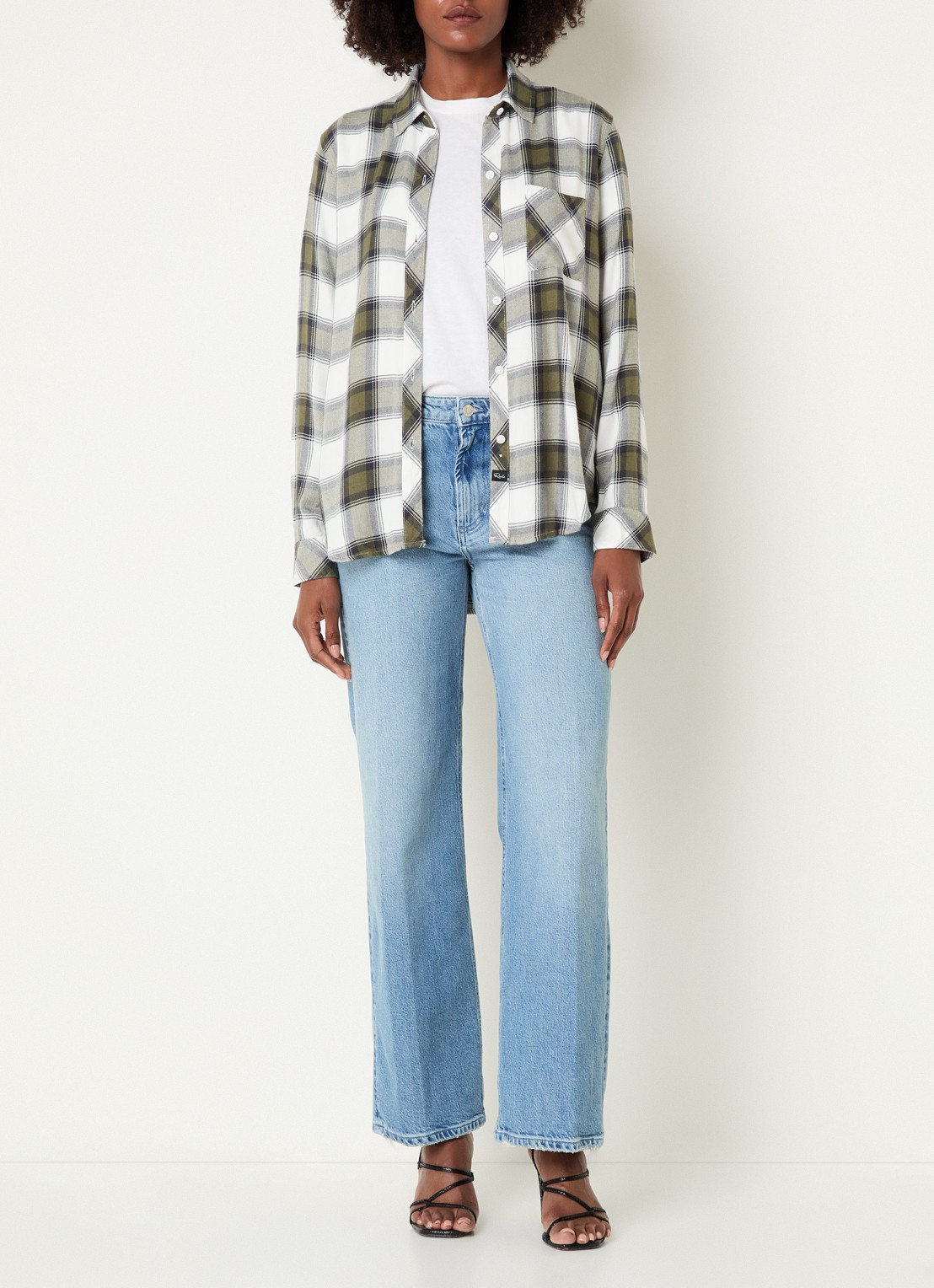 Rails Hunter overshirt met ruitdessin - voorkant 4 olijfgroen