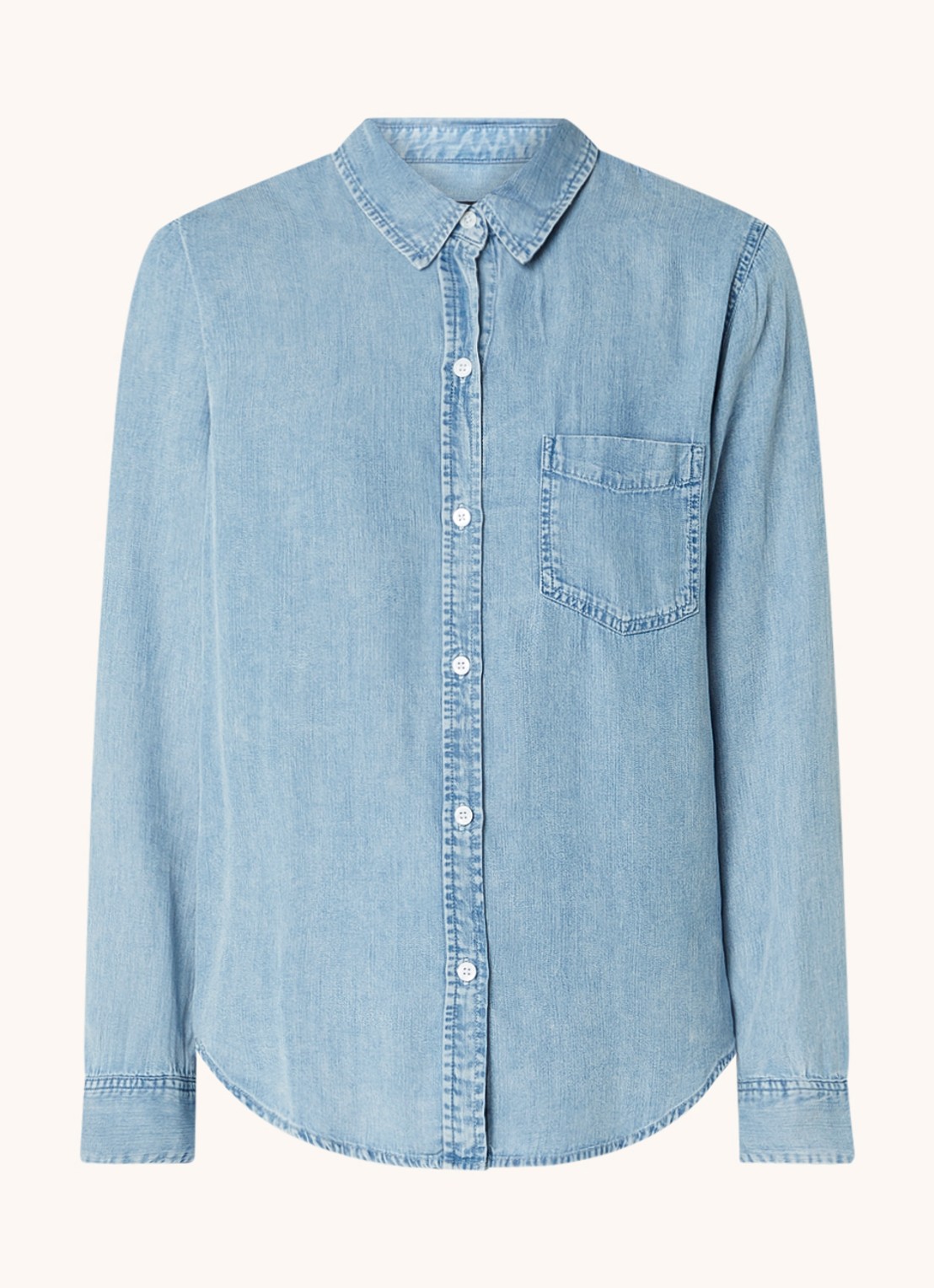 Rails Ingrid blouse van chambray met borstzak - voorkant blauw