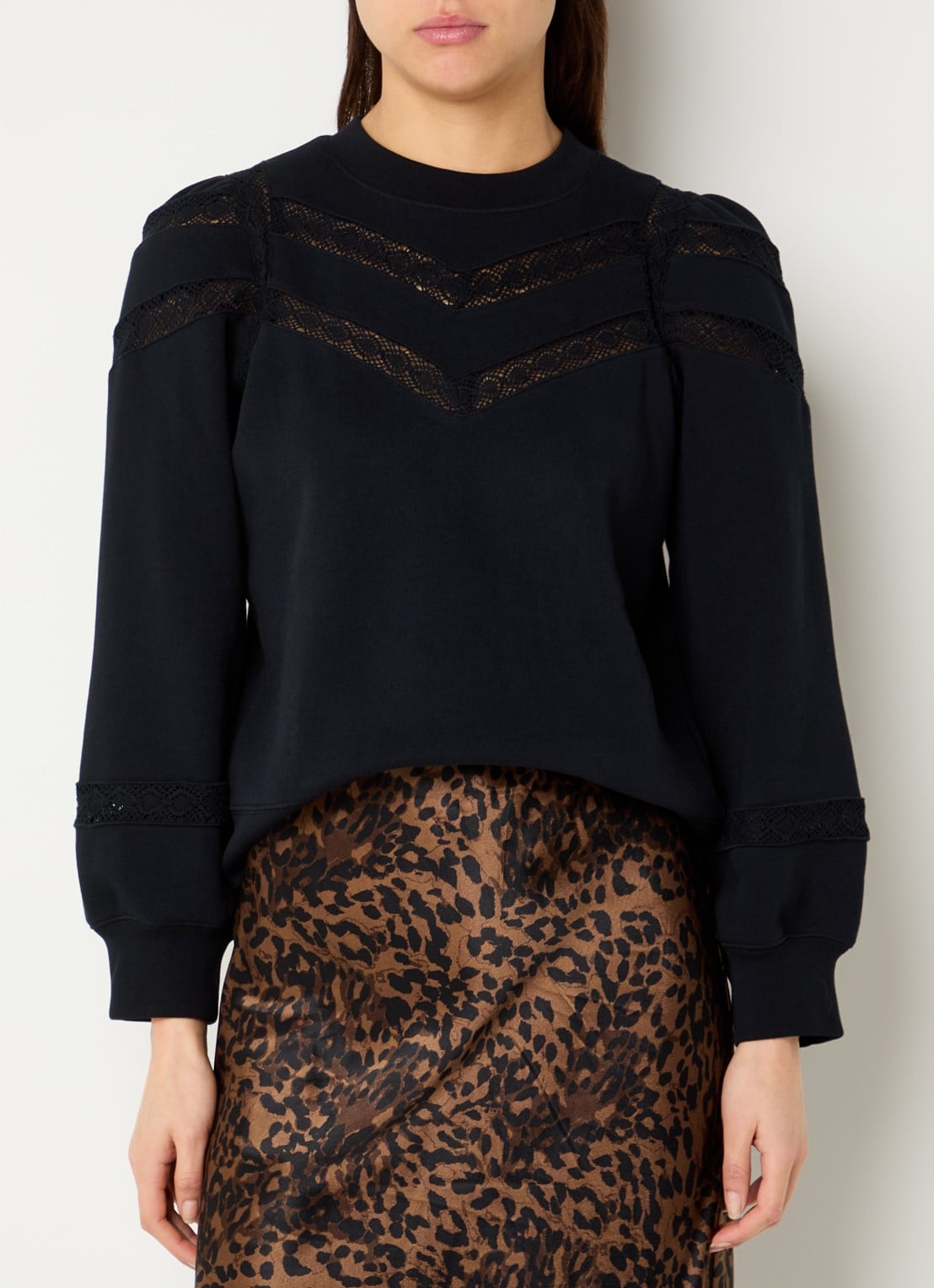 Rails Isles sweater met broderie - detail zwart