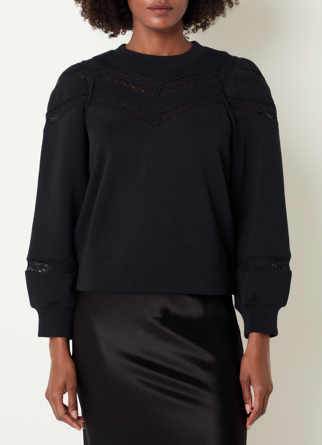 Rails Isles sweater met broderie - detail zwart