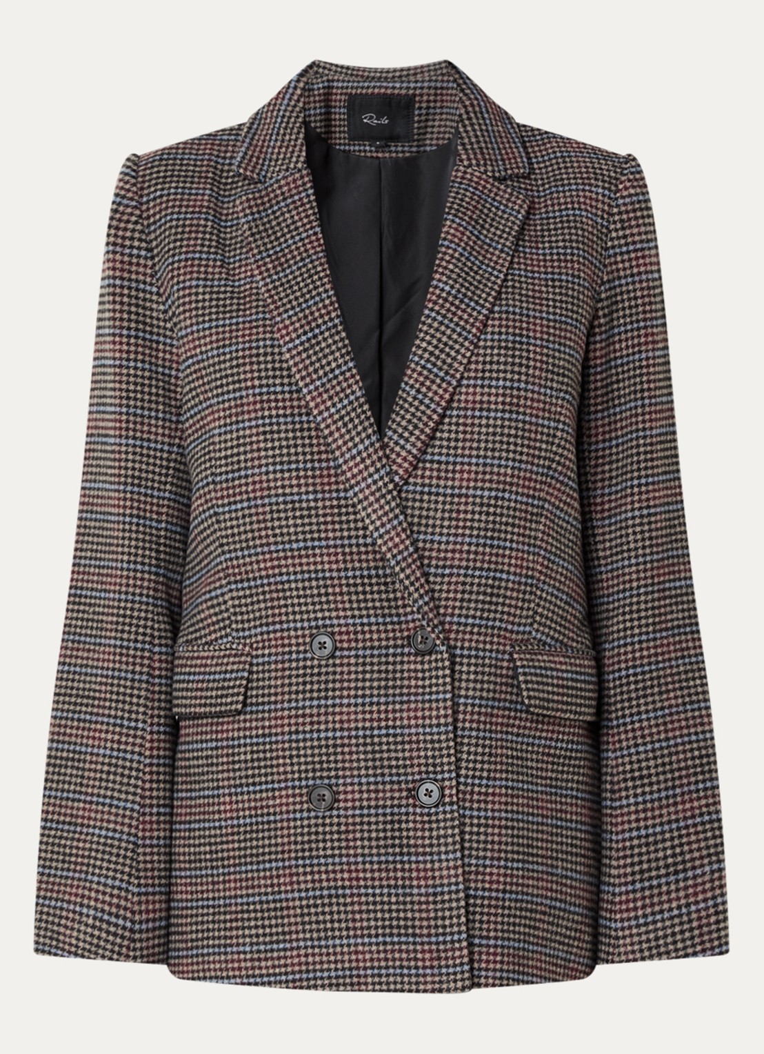 Rails Jac blazer in wolblend met tweed-look en ruitdessin - voorkant 3 donkerkhaki