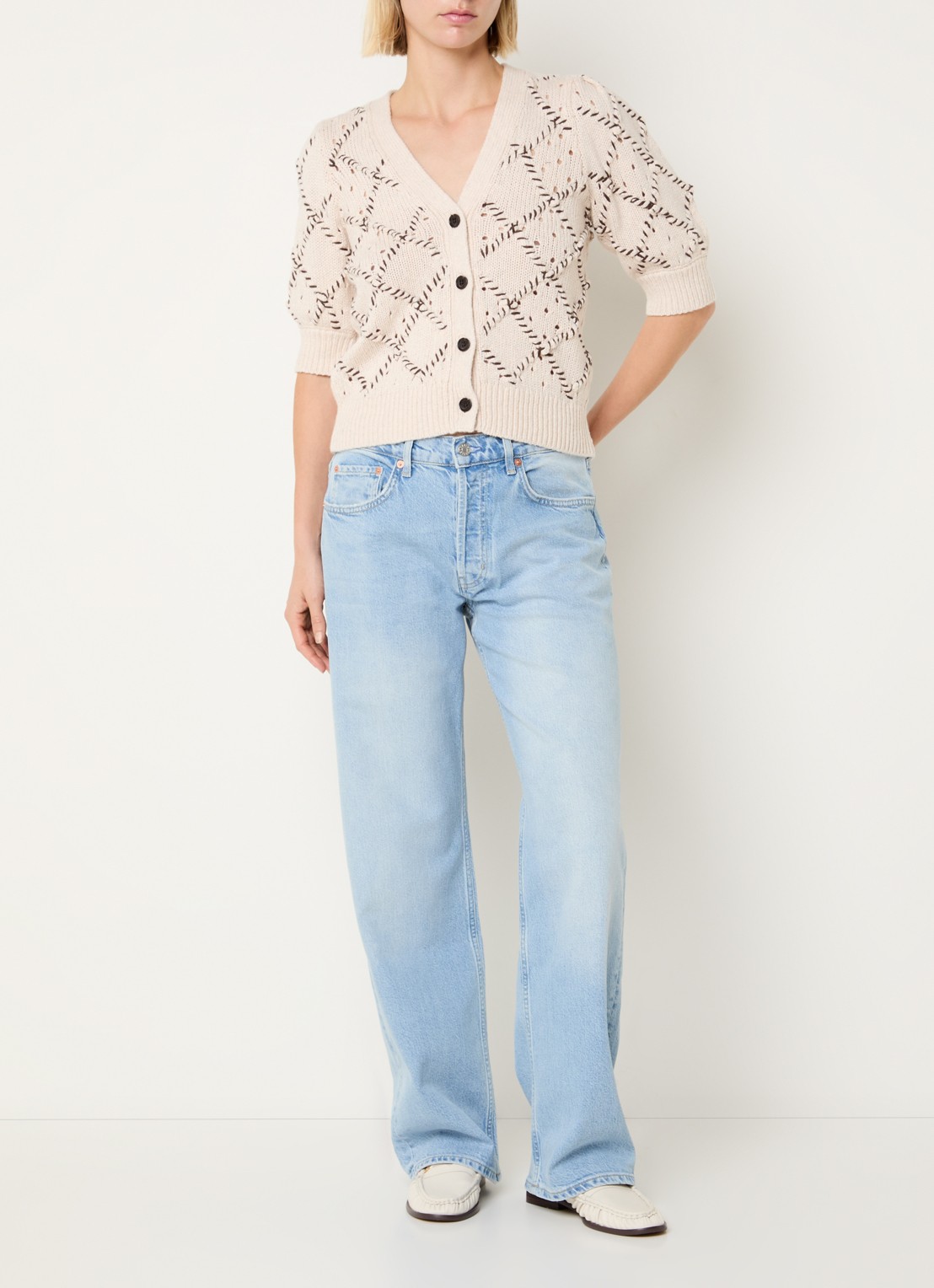Rails Jasper high waist straight leg jeans  met lichte wassing - voorkant 2 indigo