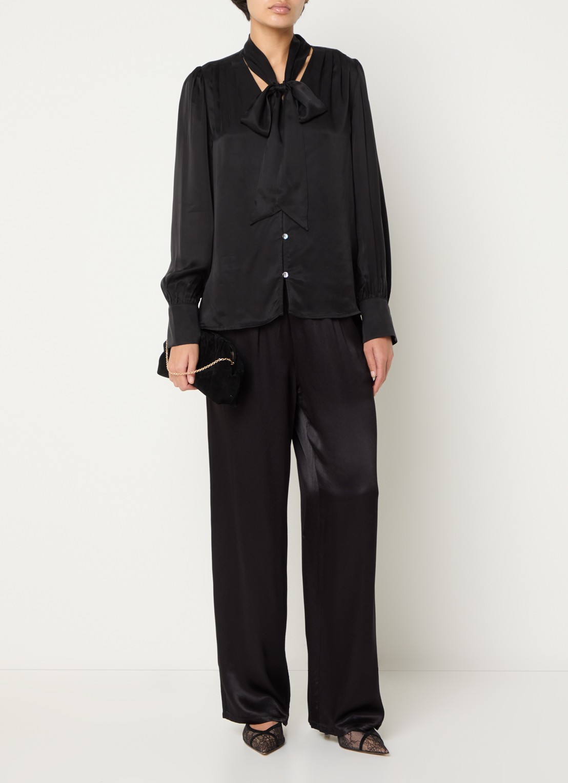 Rails Jean blouse met sjaalkraag - voorkant 2 zwart