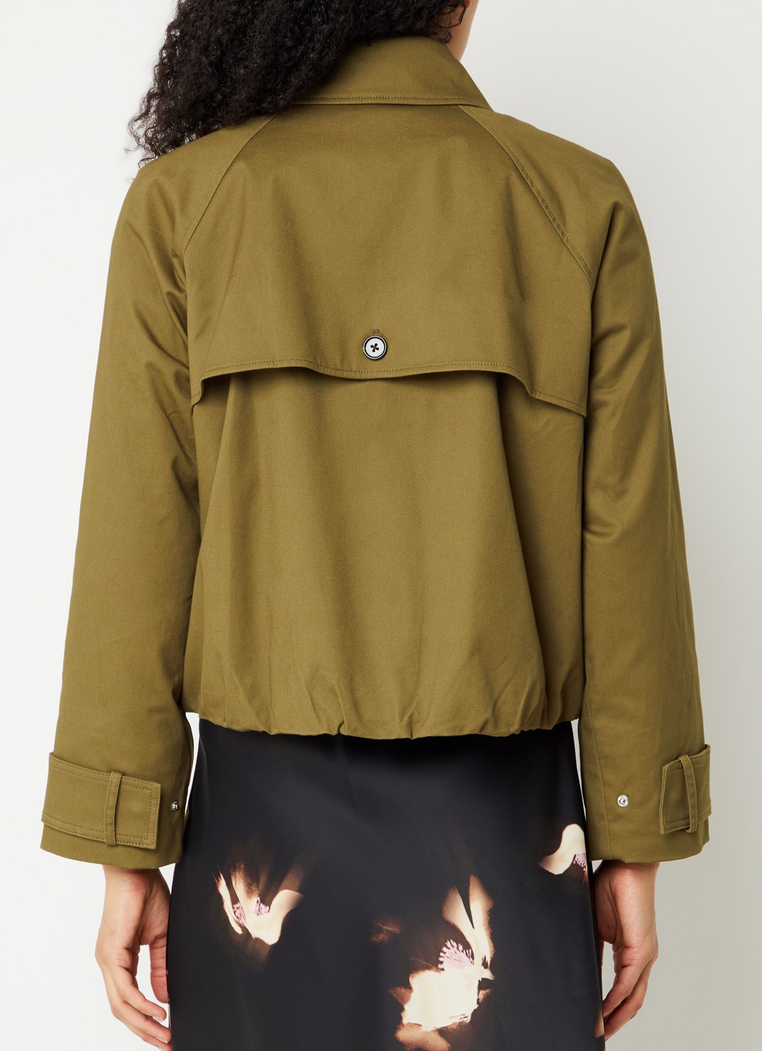 Rails Jetta trenchcoat met asymmetrisch detail en klepzakken - achterkant 2 olijfgroen